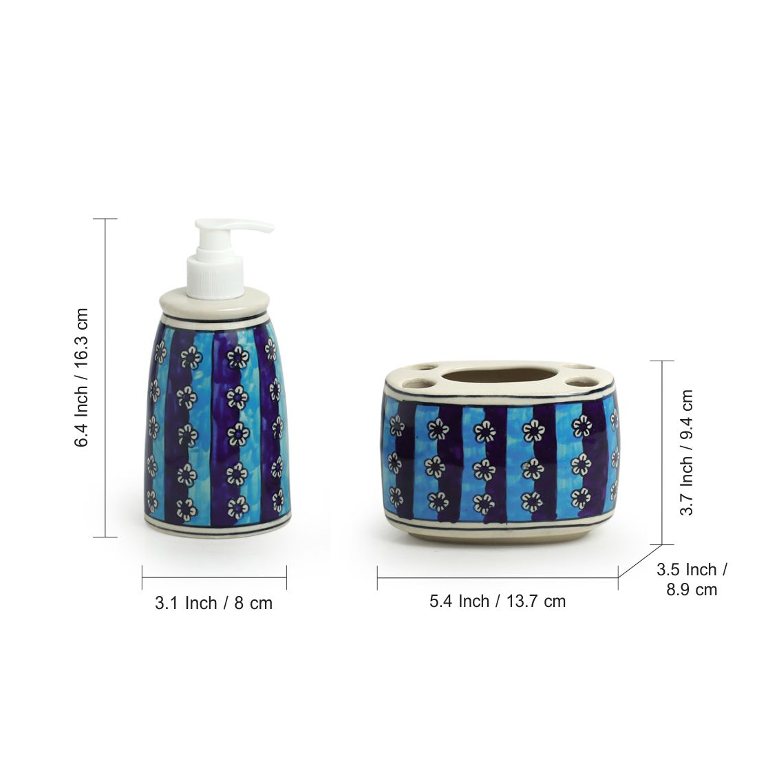 EXCLUSIVELANE 'Magical Magnolia' Handpainted Bathroom Accessory Set In Ceramic (Liquid Soap Dispenser, Toothbrush Holder) - view 5
