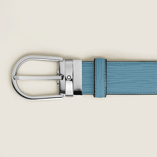 Montblanc Mont Blanc, Horseshoe Buckle Smoky Blue 35 mm Leather Belt - view 2