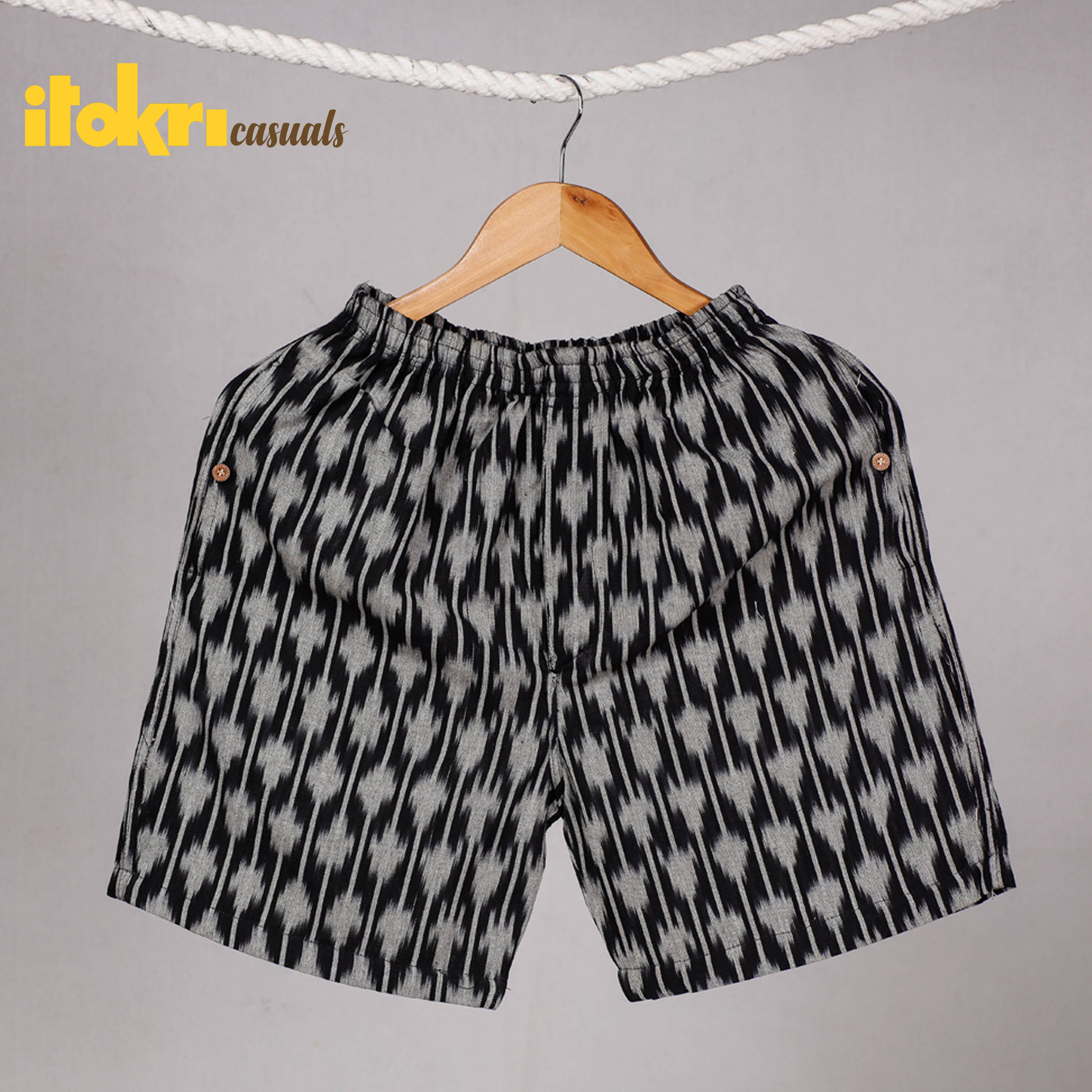 Unisex boxer shorts – ITOKRI CASUALS Black - Pochampally Ikat Cotton Unisex Boxer/Shorts