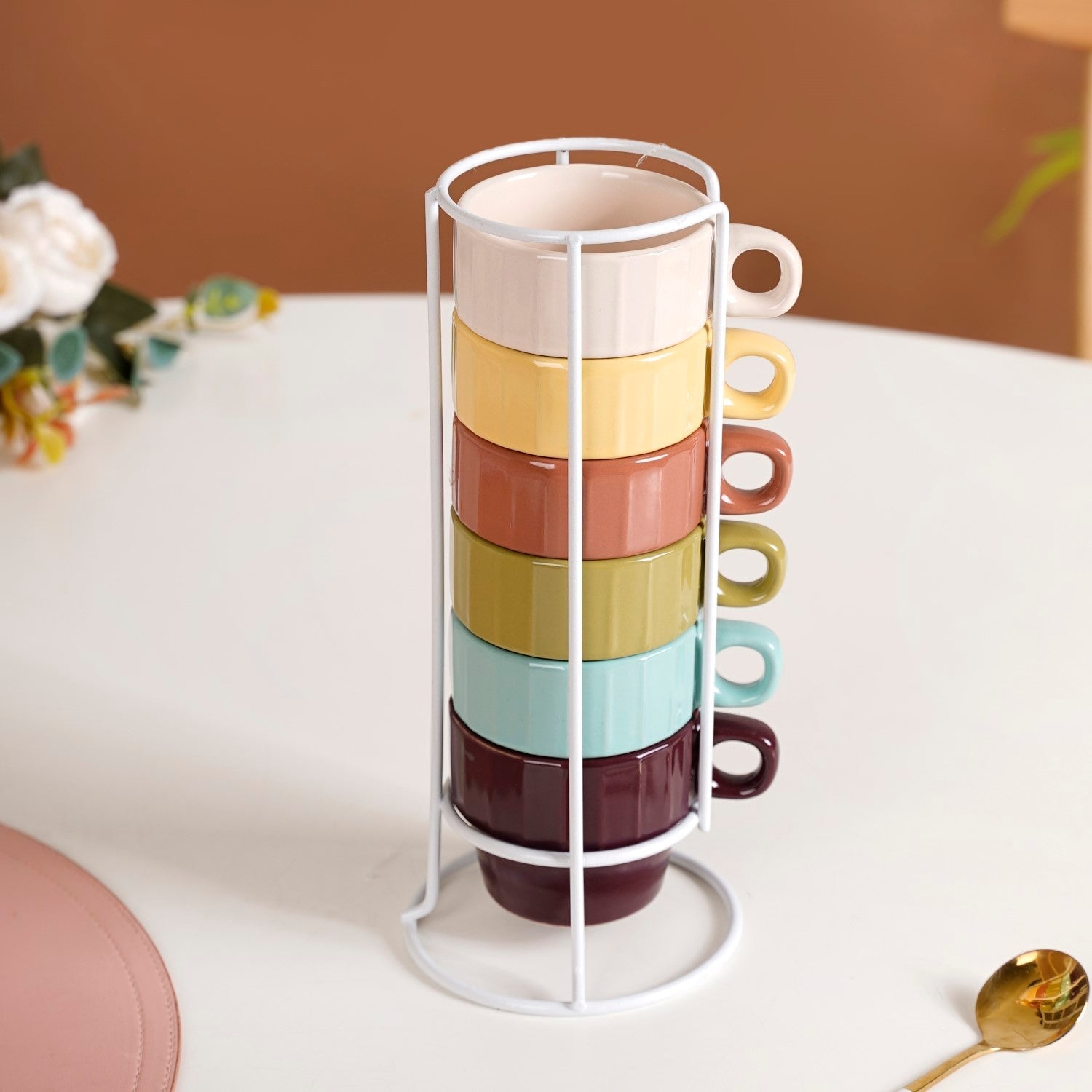 Nestasia Stackable Mini Tea Cup Set Of 6 Kaori Sunset Hues 100ml - view 2