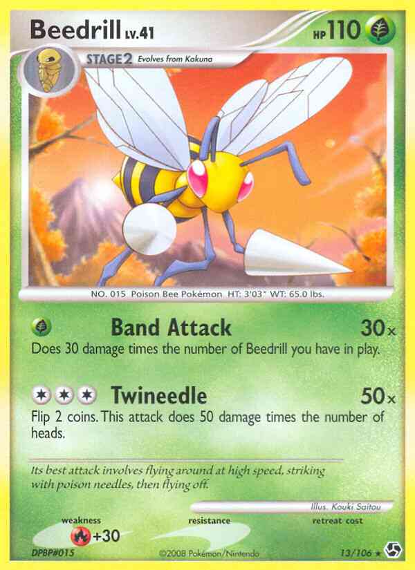 Rare dp4-13 reverse – Pokémon Beedrill - 13/106 - Rare [dp4-13] [Reverse Holo]