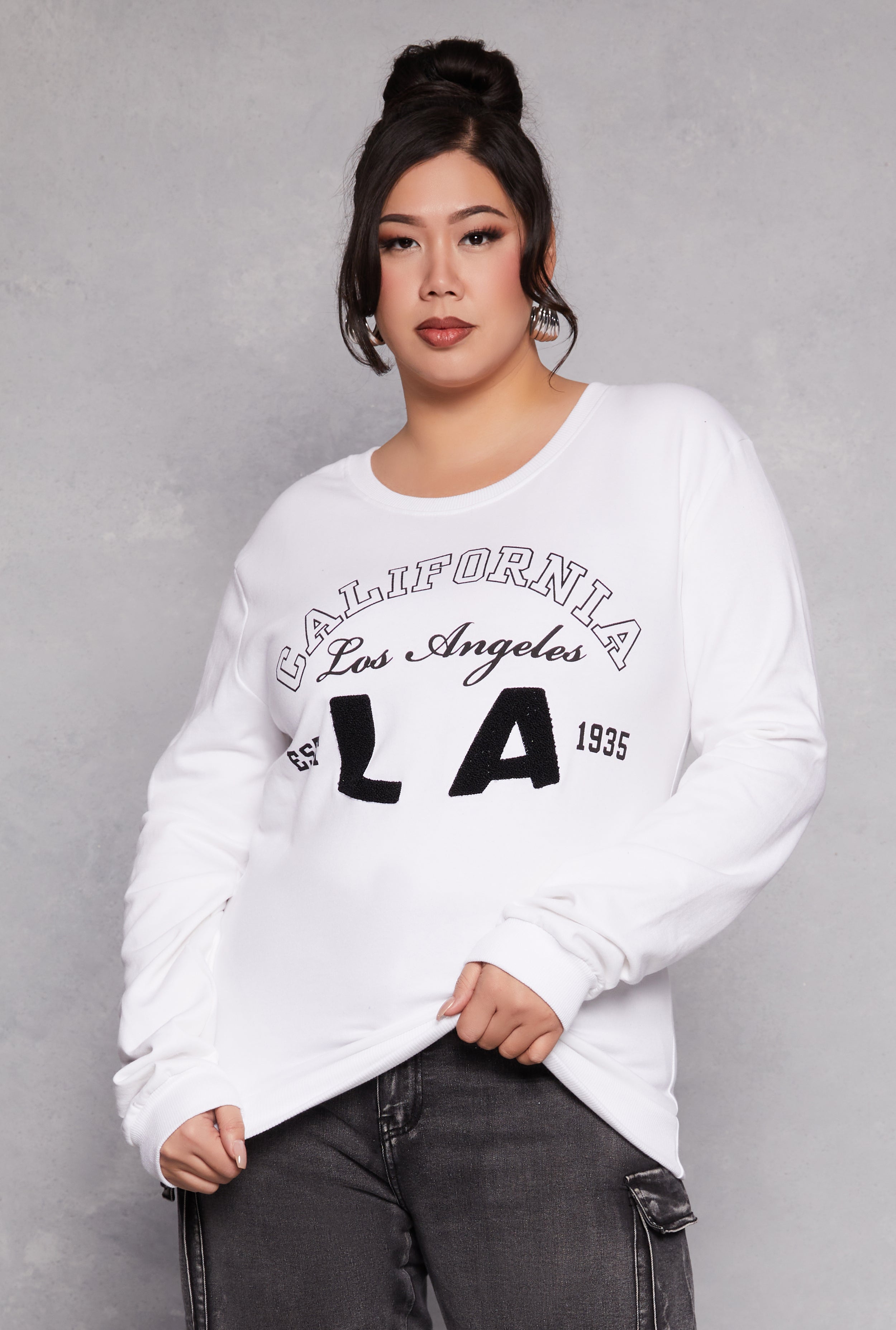 Rainbow Shops Plus Size California Graphic Pullover Sweatshirt