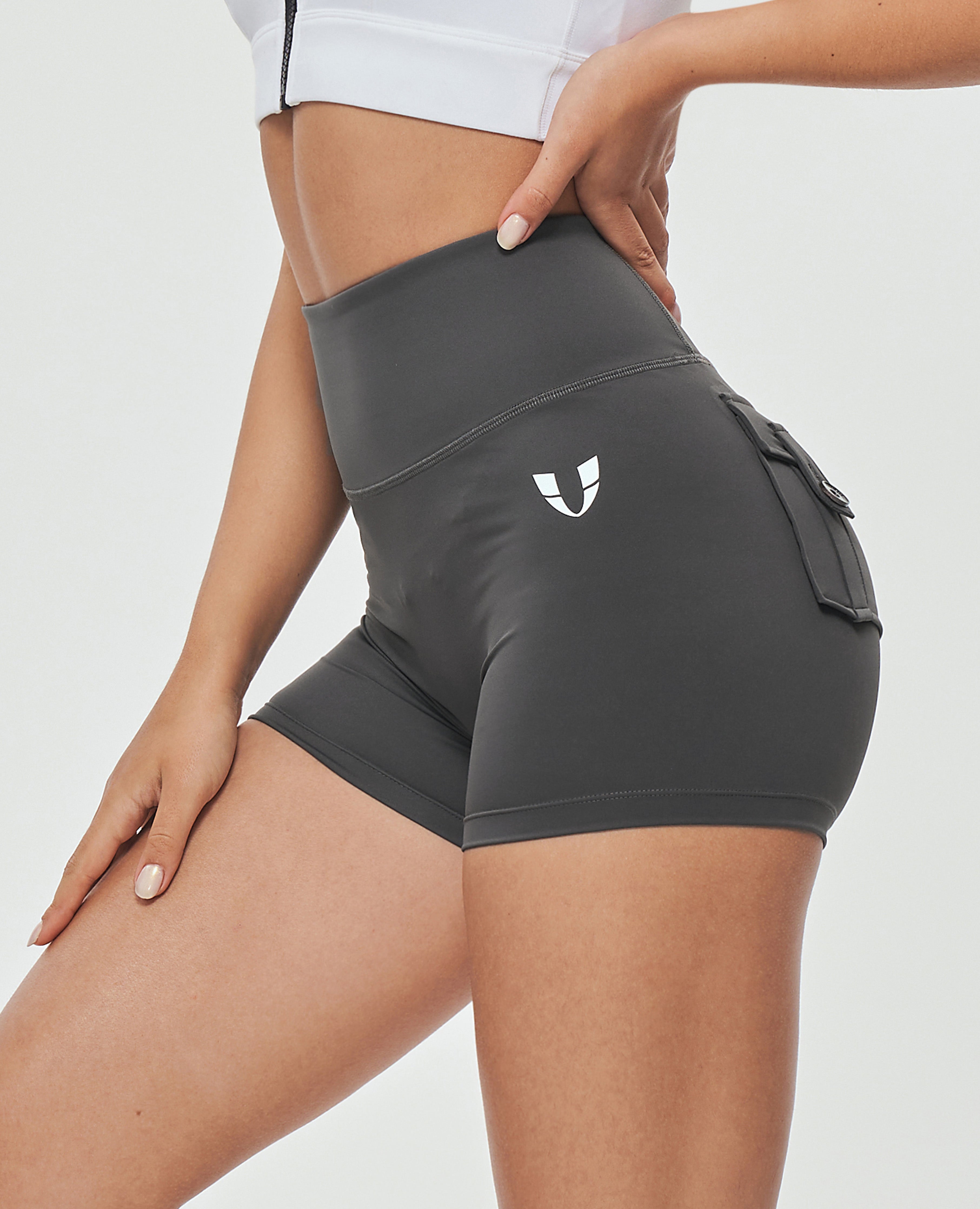 FIRM ABS High Waist Cargo Shorts - Gray