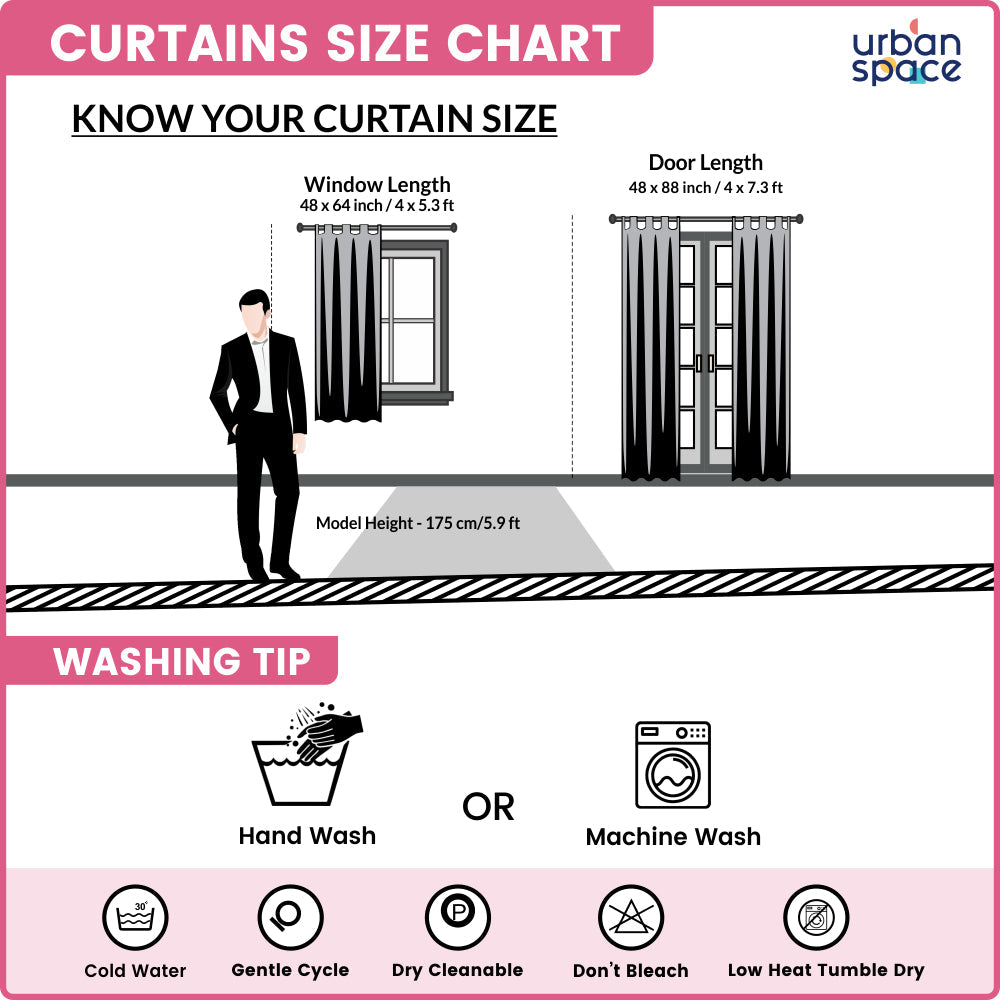 Urban Space -Home Furnishing Store 100% MalMal Cotton Curtains, Semi-Transparent with Tab Top, Pack of 2 Curtains - Ace of Spade Pink - view 6