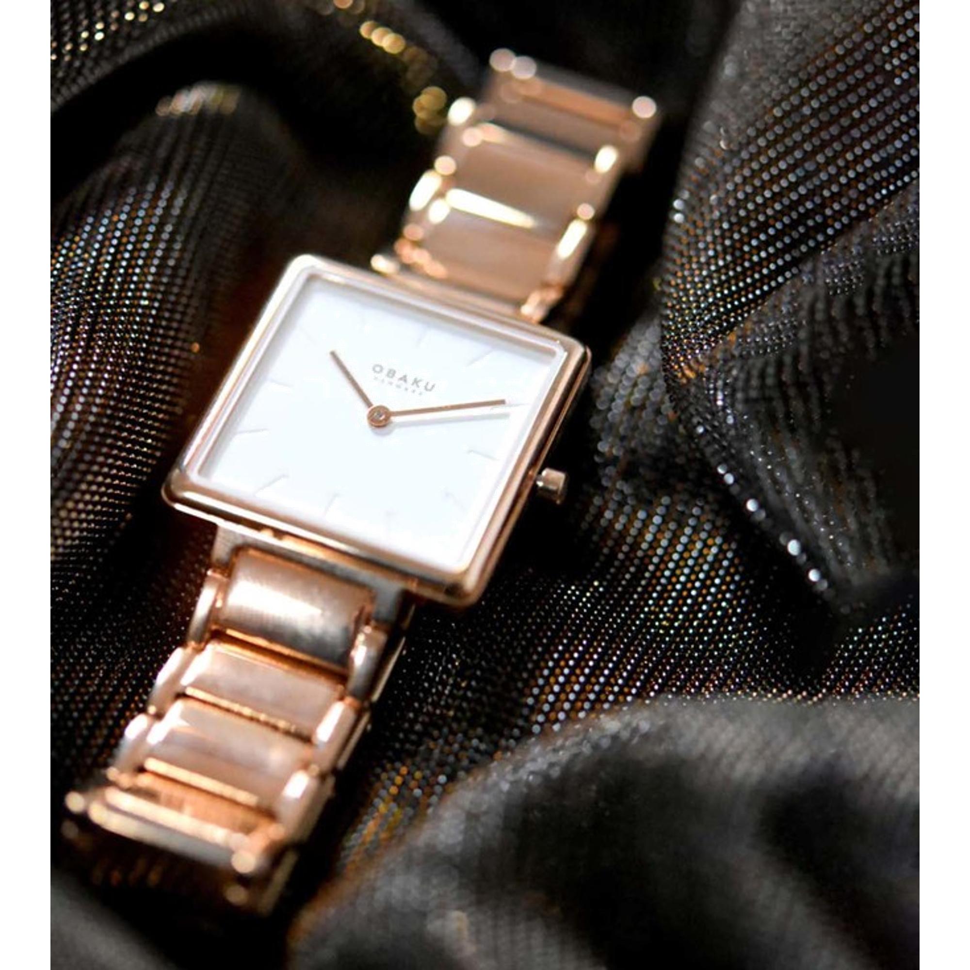 Obaku Firkant Fuchsia Women Quartz White Dial Analog Stainless Steel Watch V259LXVISV - view 4