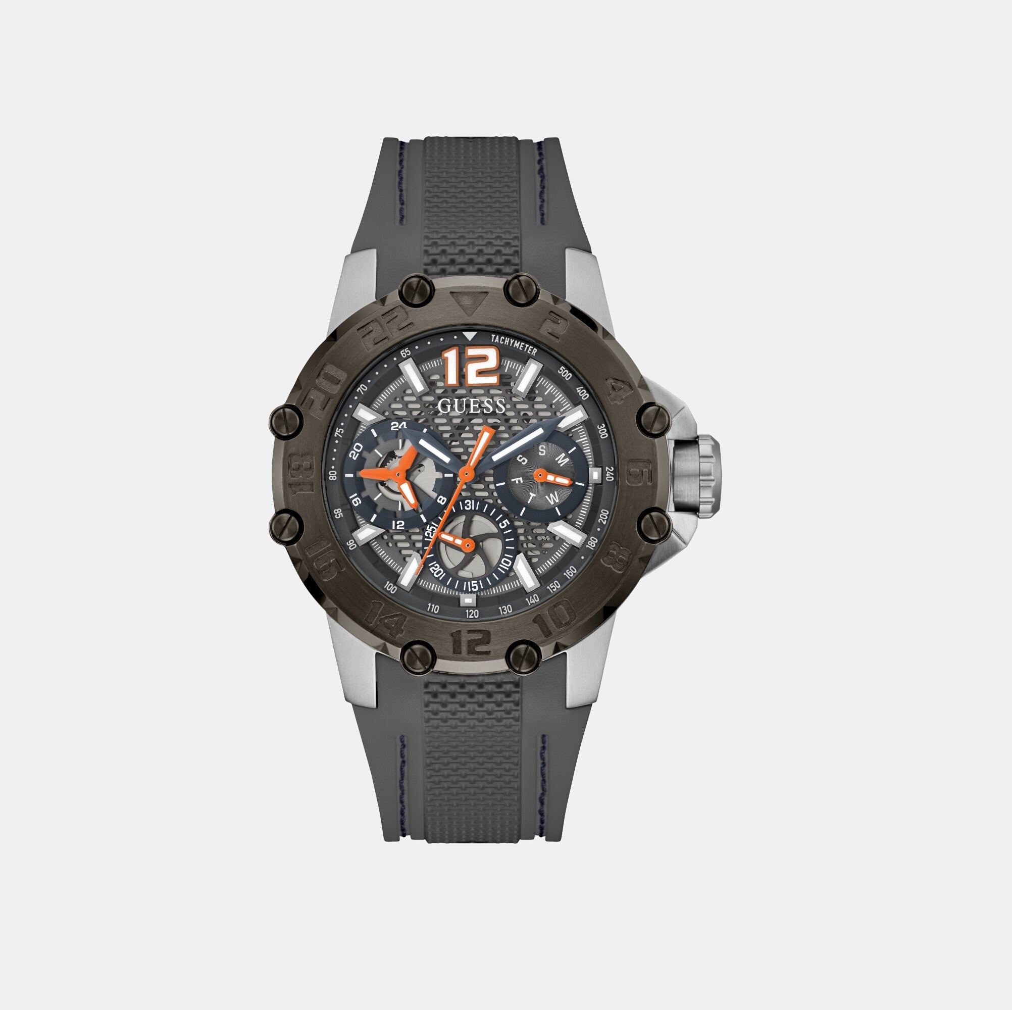 Guess Contender Men Quartz Grey Dial Analog Silicone Watch GW0640G1