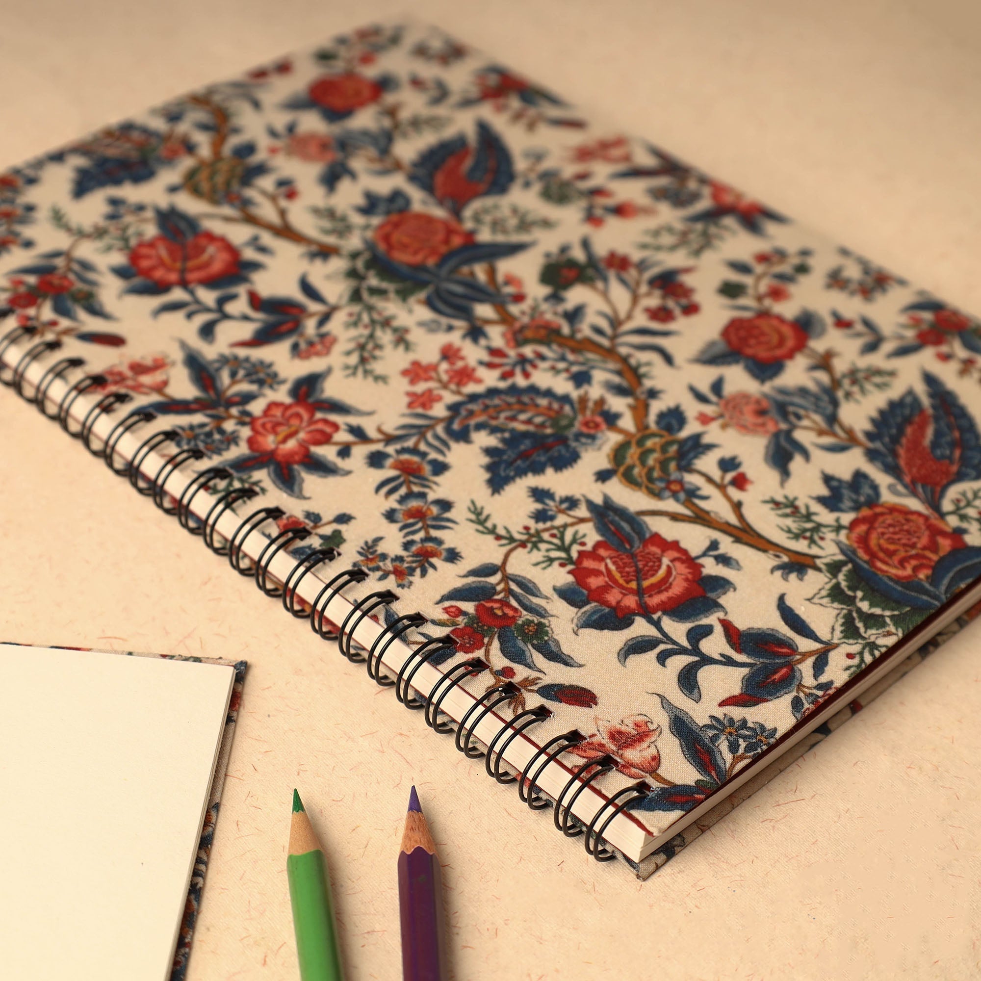 SUKRITI INPRINT Beige - Floral Printed Handcrafted Spiral Notebook (10 x 7 in) 08 - view 2