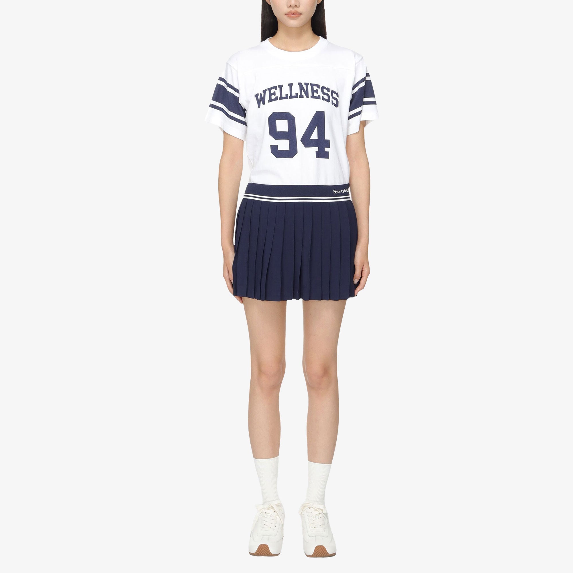 Sporty & Rich | Abigail Pleated Skirt { Navy/off White - view 6