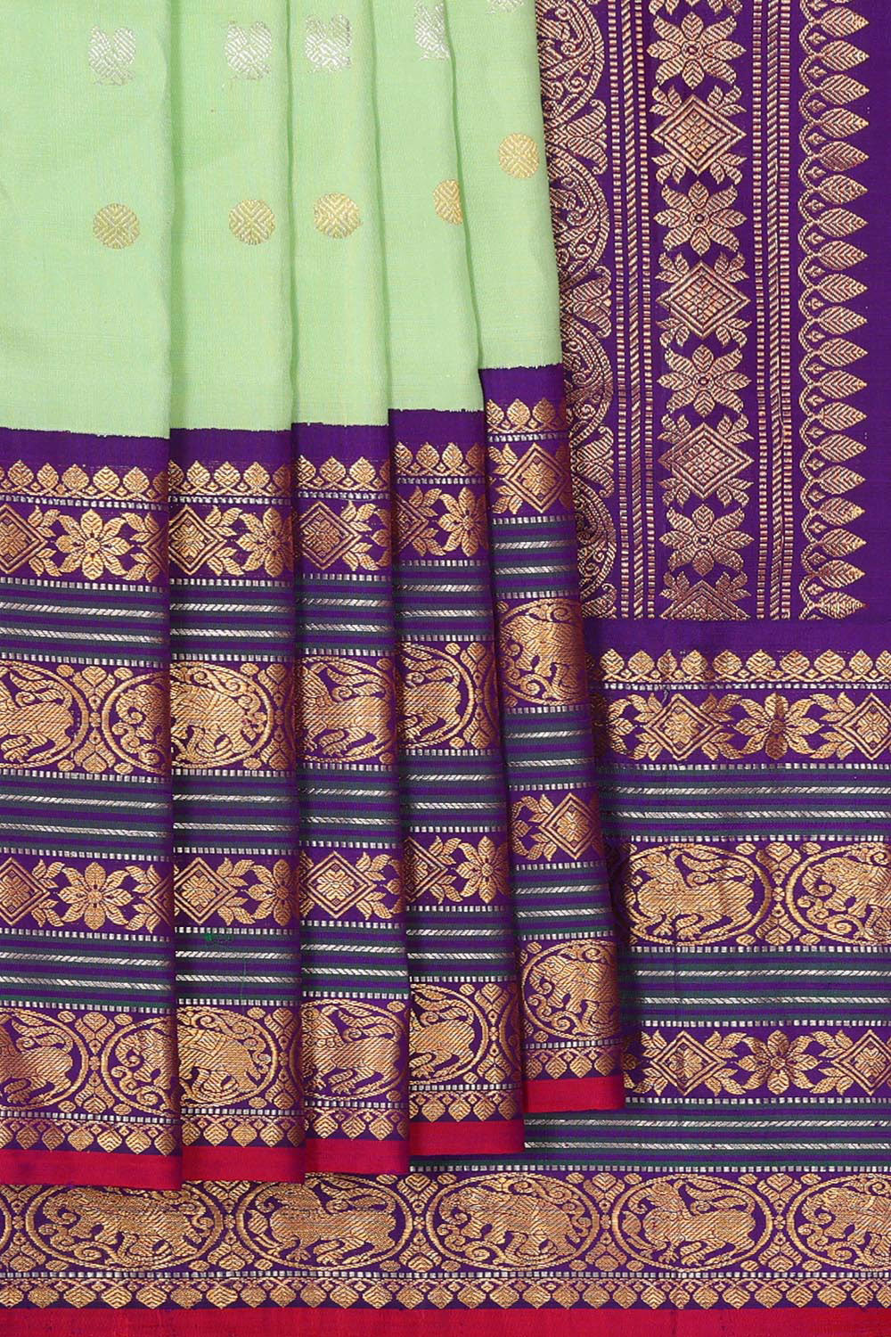 Kalanjali Gadwal Silk Light Mint Green Saree – Women's