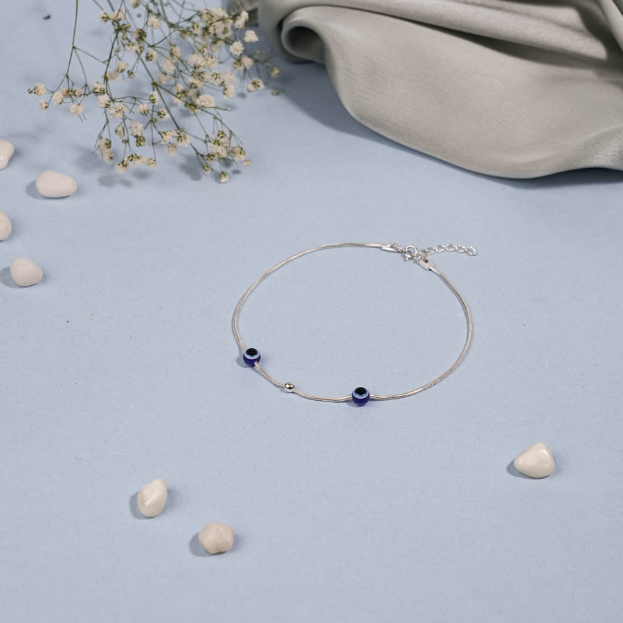 Prinjal Jewellers 1.Silver Evil Eye Anklet for Women - view 2