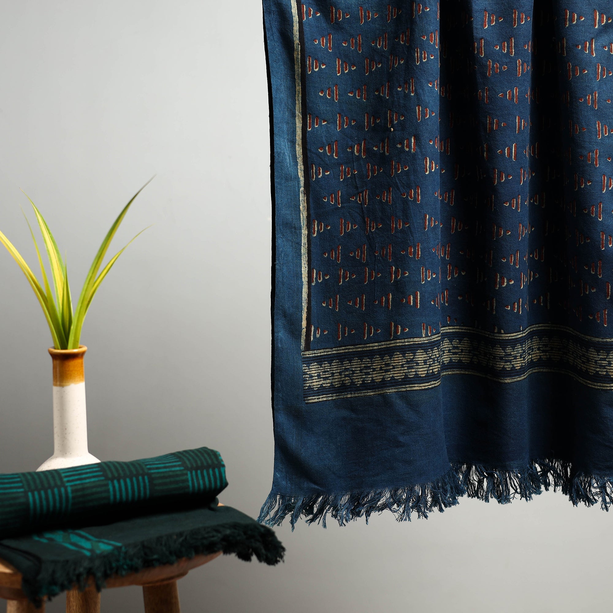 HAVELI CHRONICLES Blue - Akola Block Print Pure Handloom Cotton Towel 22 - view 2