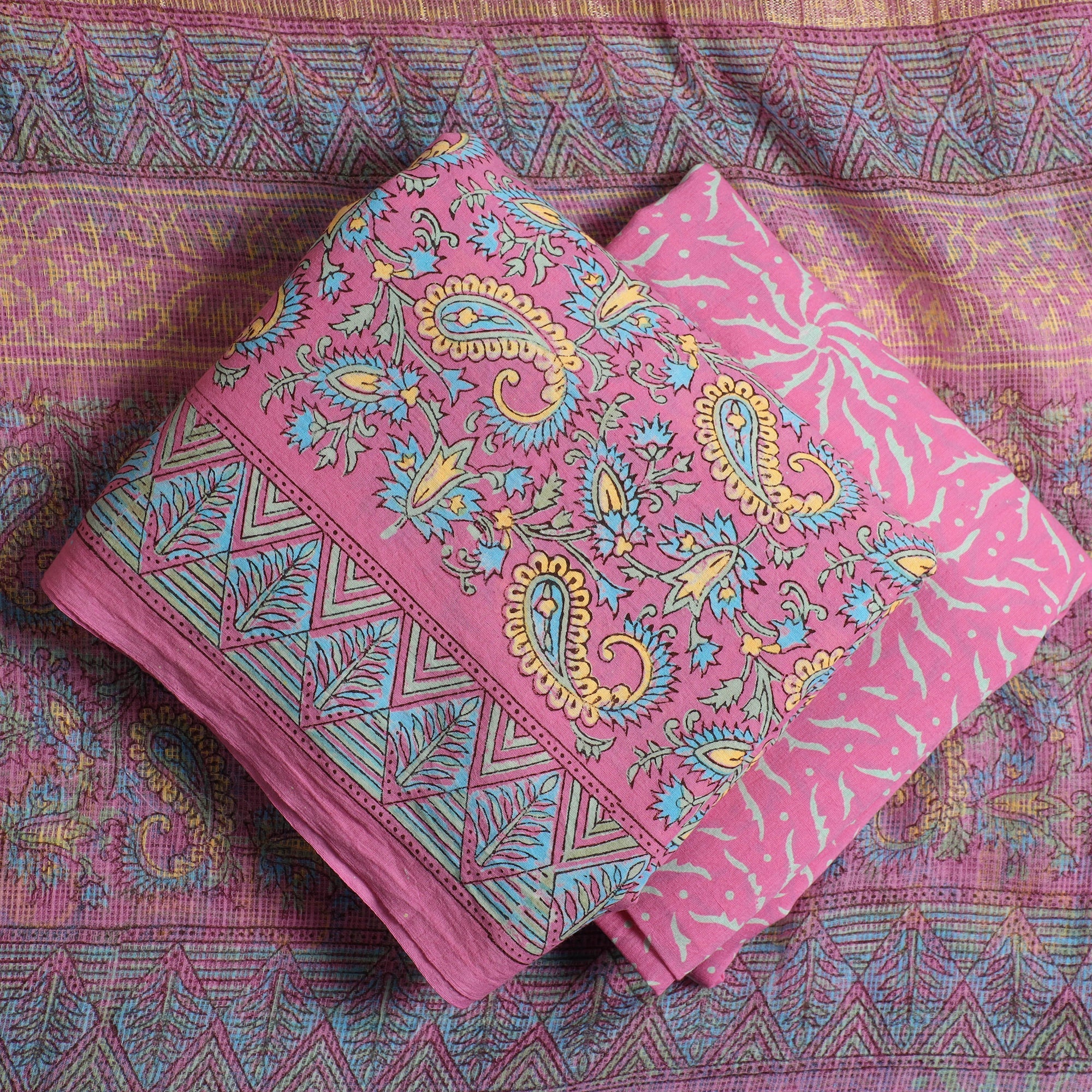KUSUMLATA 3pc Sanganeri Block Printed Cotton Suit Material with Kota Doria Dupatta 07 - view 2