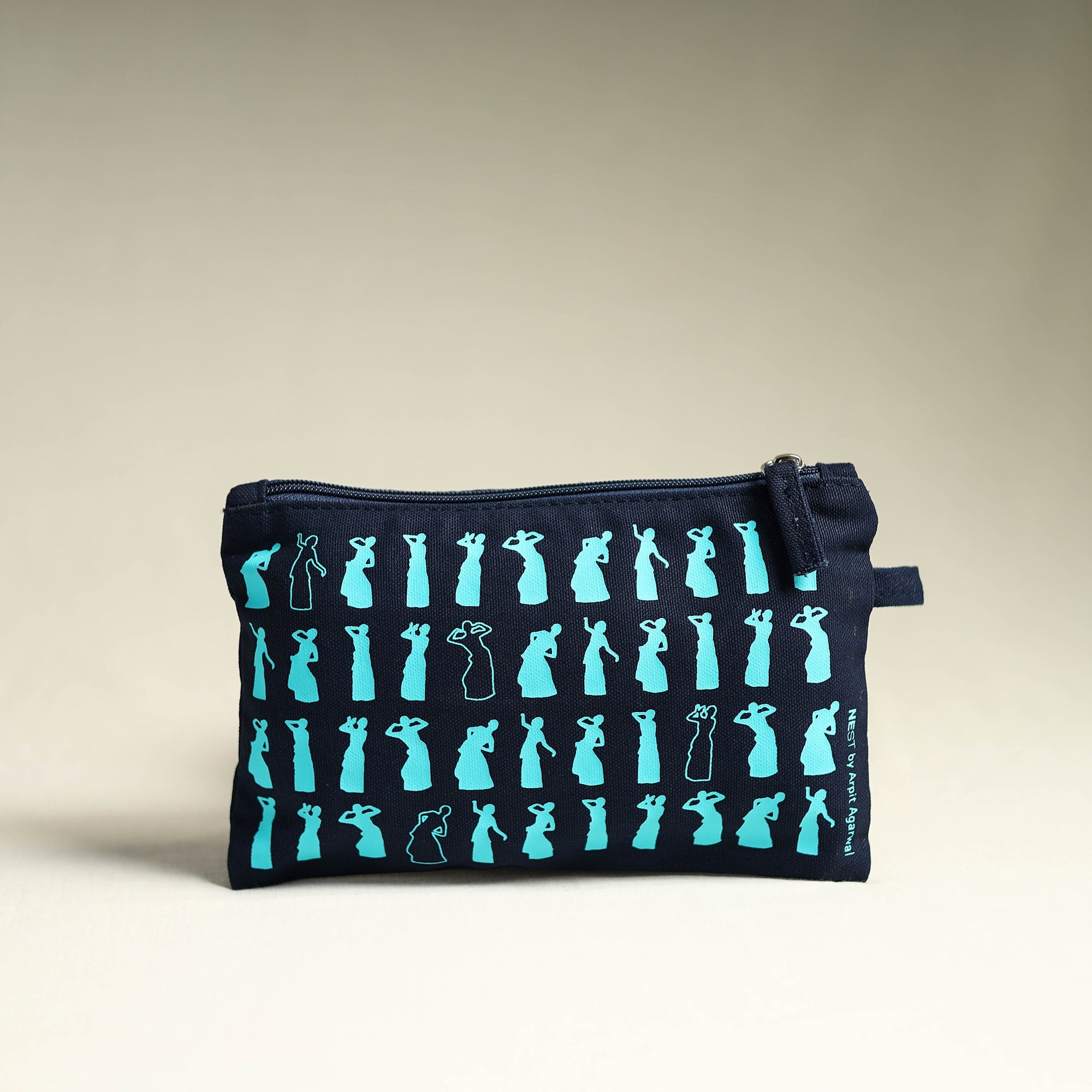 NEST BY ARPIT AGARWAL Black - Assam Bihu Cotton Canvas Utility Pouch