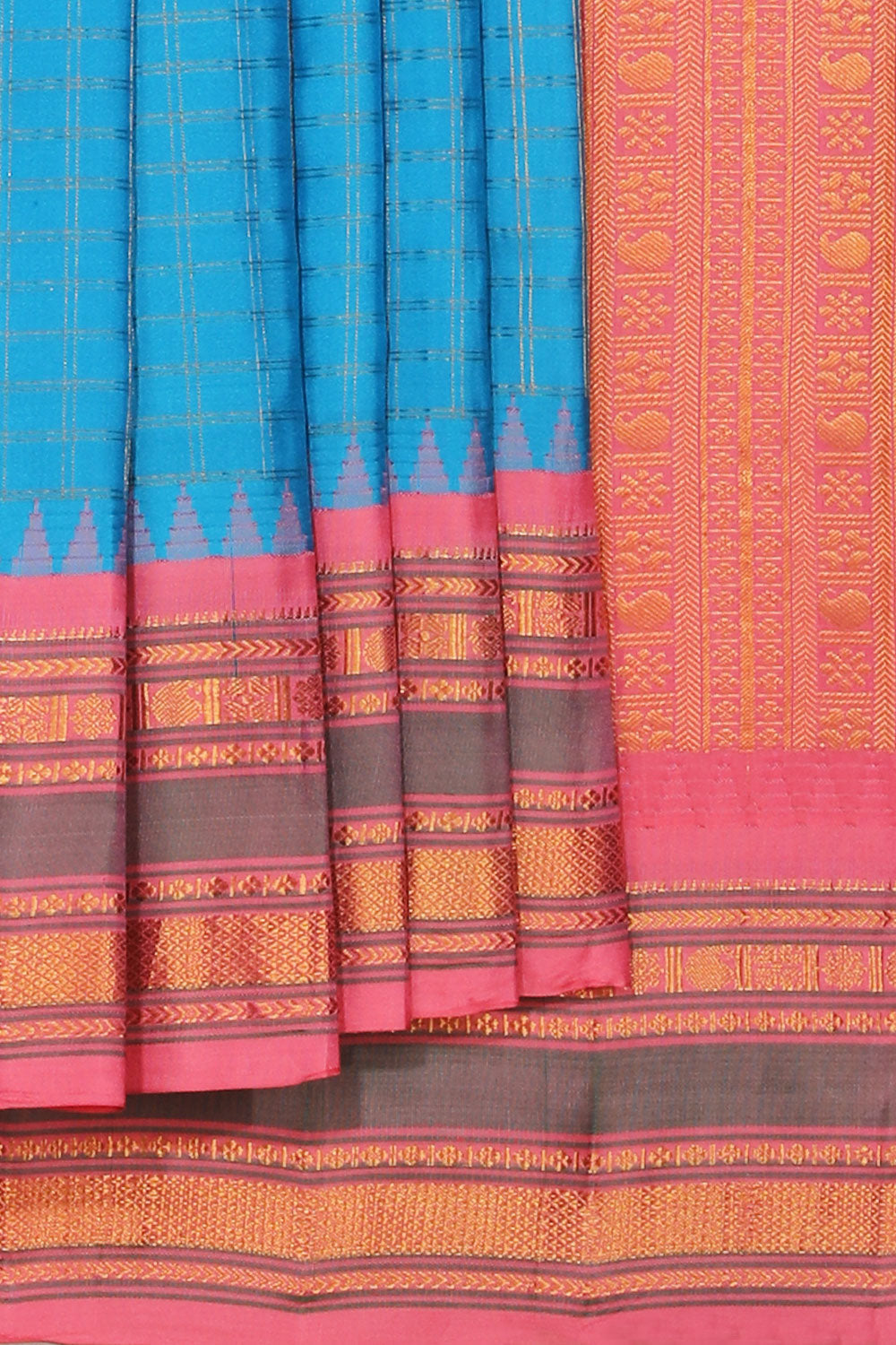 Kalanjali Gadwal Silk Blue Saree – Women's