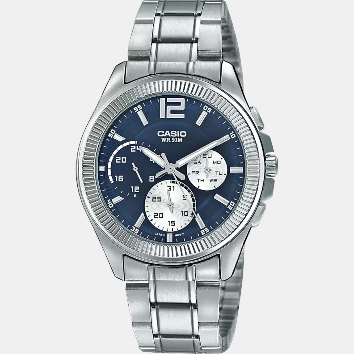 Casio Enticer Men Quartz Blue Dial Chronograph Stainless Steel Watch A1660 - view 2