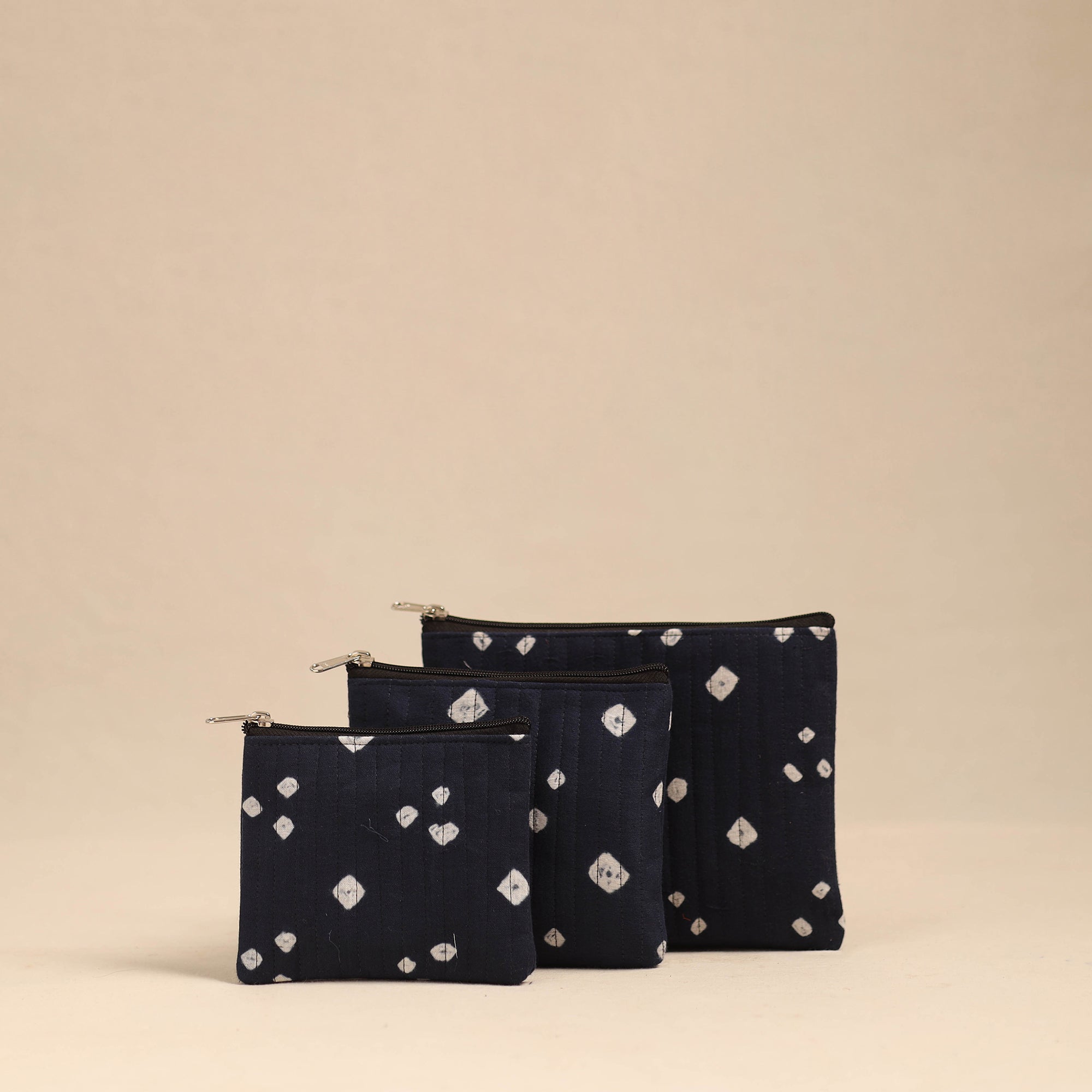 NOORI BAZAR Black - Handmade Cotton Utility Pouches (Set of 3) 03