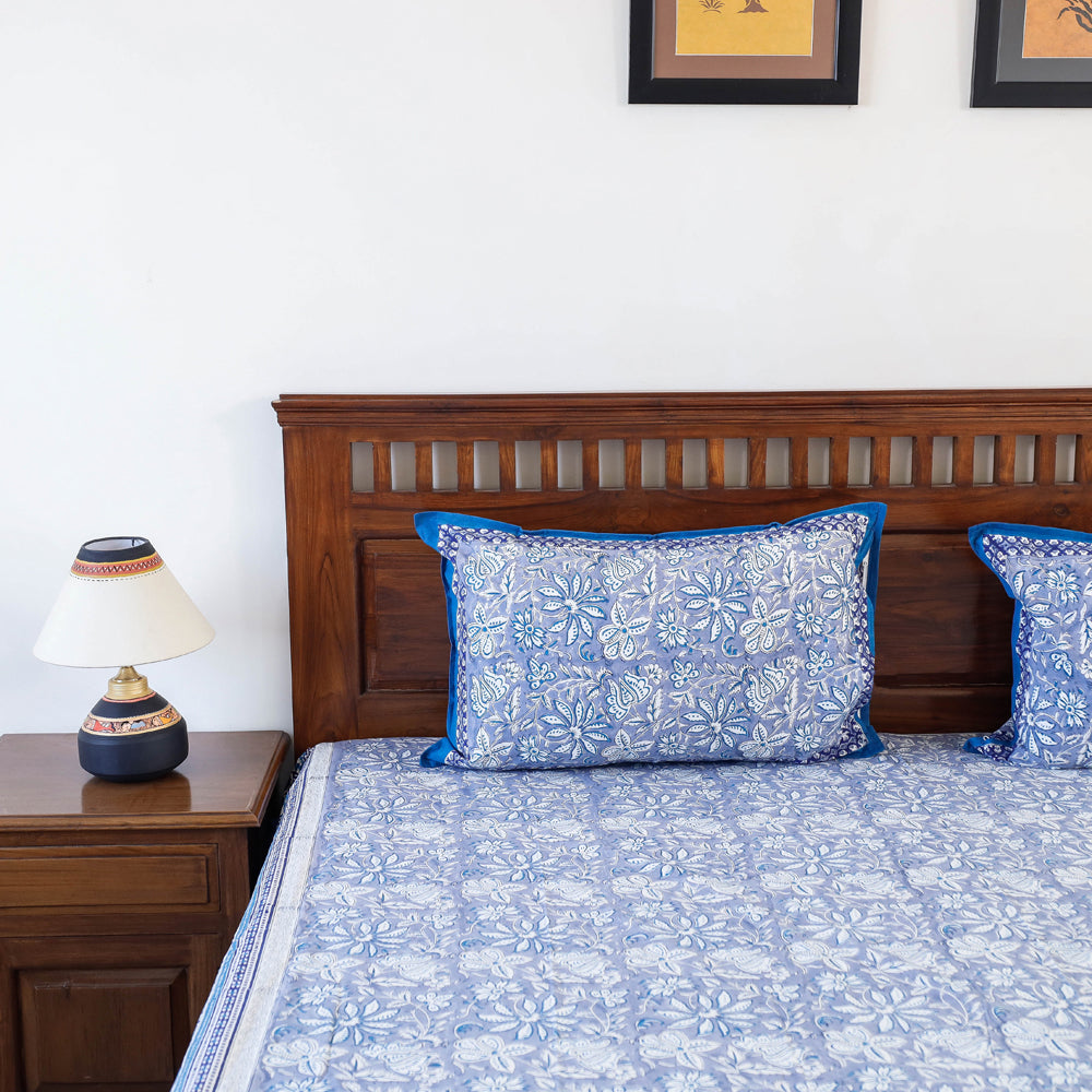 HAVELI CHRONICLES Blue - Block Print Cotton Double Sanganeri Bed Sheet - view 2