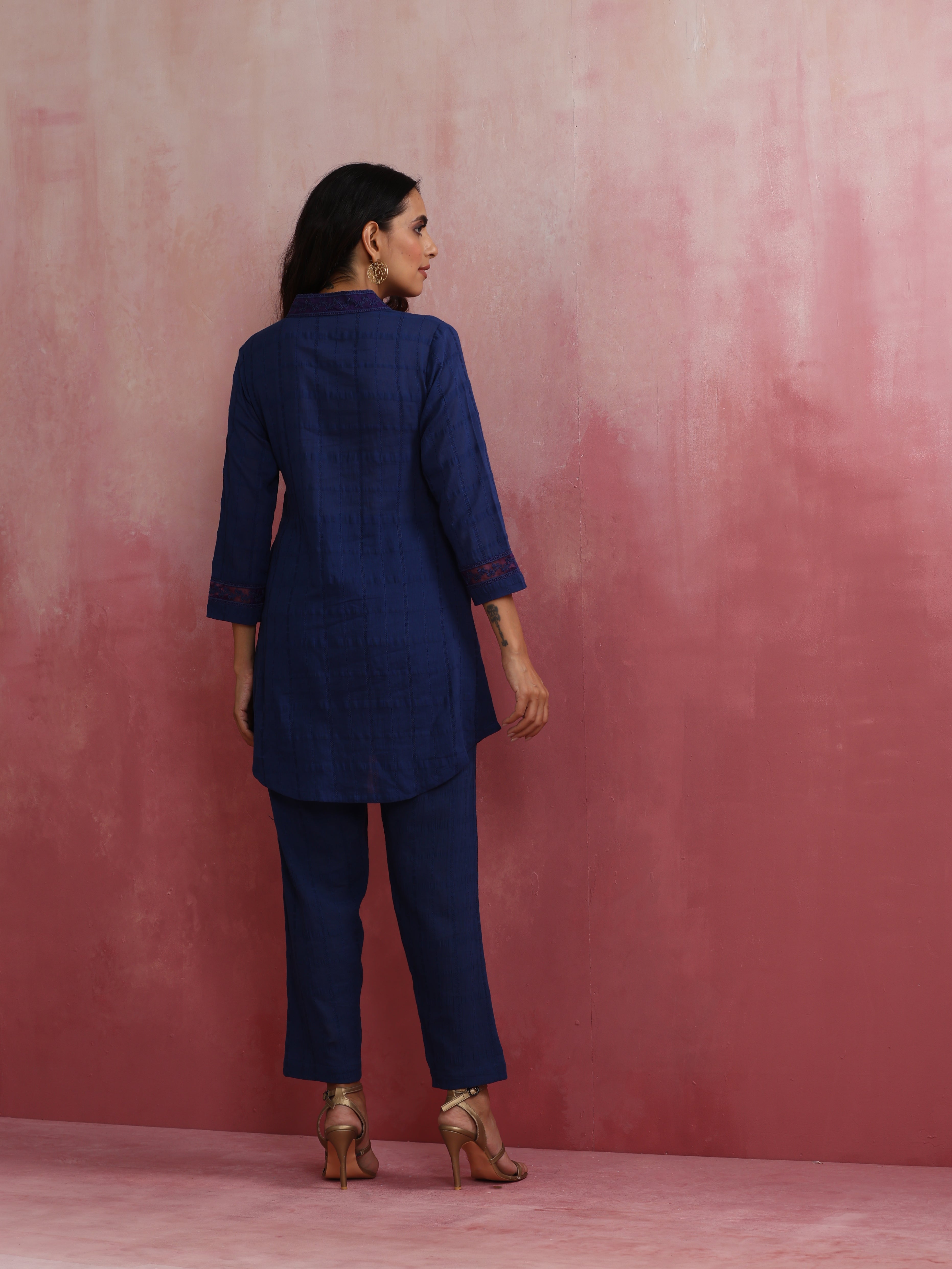 trueBrowns Dark Blue Cotton Dobby Co-ord set - view 6