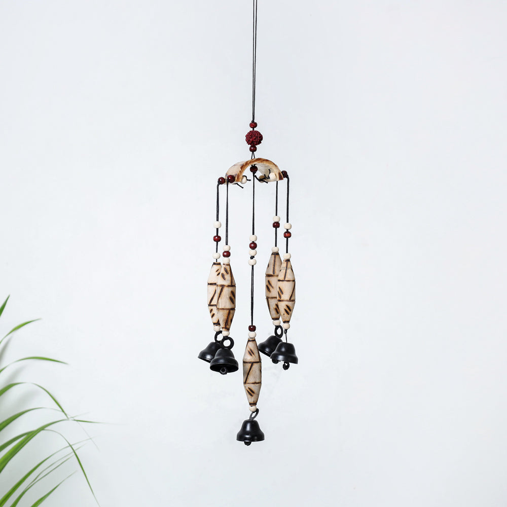 ITOKRI CRAFTS INITIATIVE 5 Bells - Hand Carved Khamhar Wood Wind Chimes