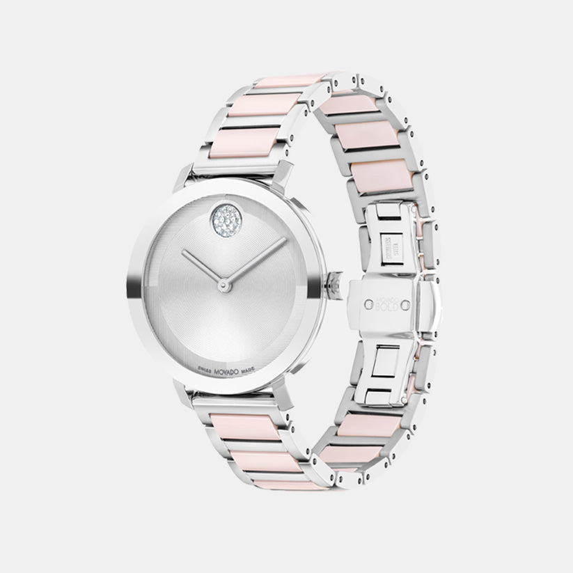 Movado Bold Evolution Women Quartz Silver Dial Analog Stainless Steel Watch 3601236 - view 2
