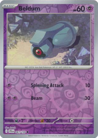 Common sv09-061 reverse – Pokémon Beldum - 061/159 - Common [sv09-061] [Reverse Holo]