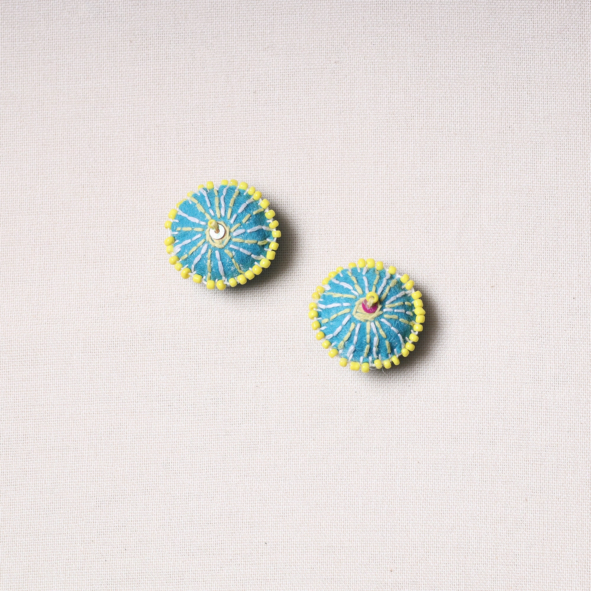 Felt beadwork buttons – WITH LOVE BY KANIKA Bakhiya Hand Embroidered Felt & Beadwork Buttons (Set of 2)