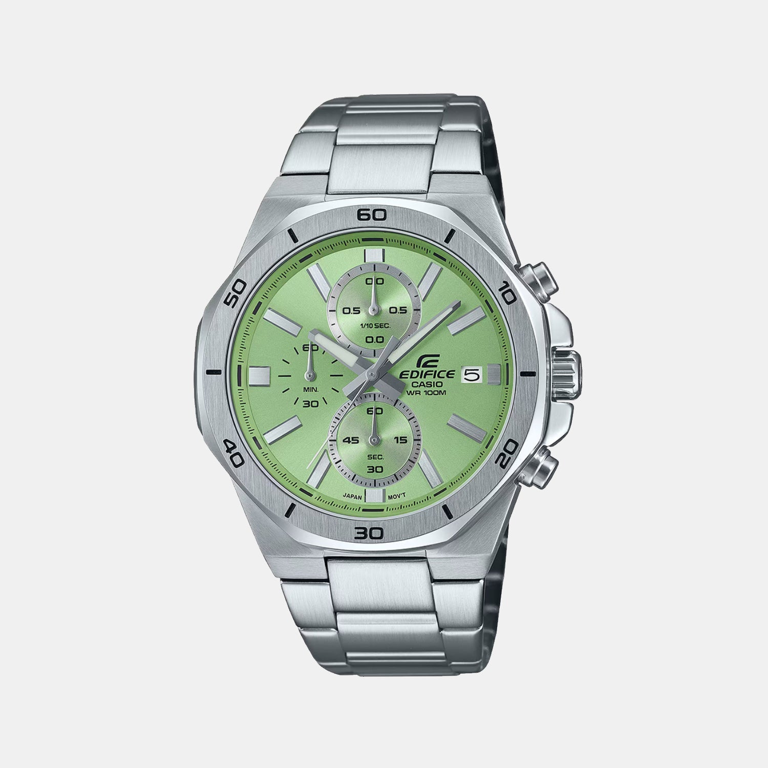 Casio Edifice Men Quartz Green Dial Analog Stainless Steel Watch ED637