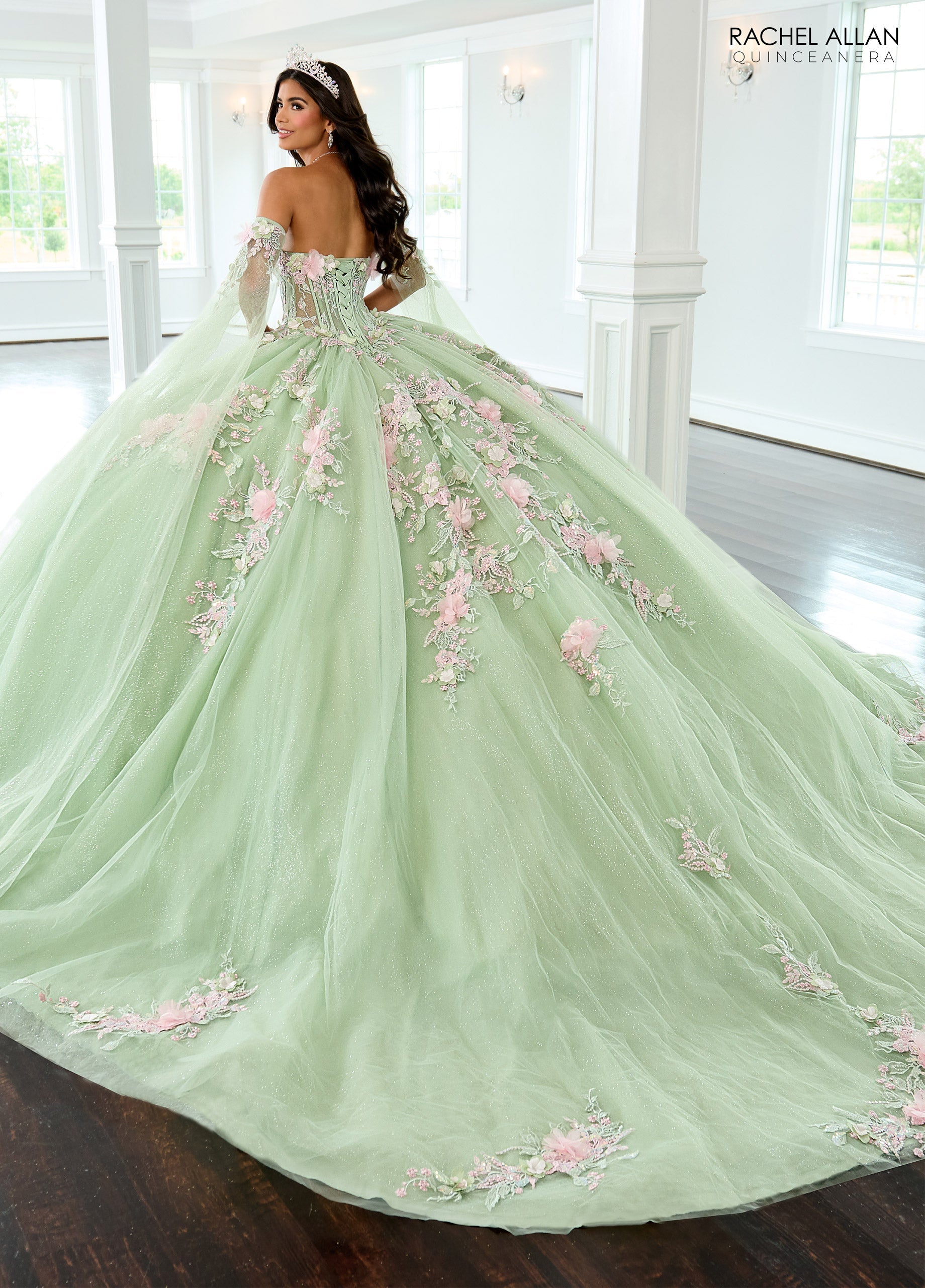 Mary's Bridal Cape Sleeve Quinceanera Dress by Rachel Allan RQ2216 - view 2