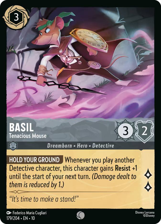 Lorcana Basil - Tenacious Mouse - 179/204 [Whispers in the Well] [Non-Foil]