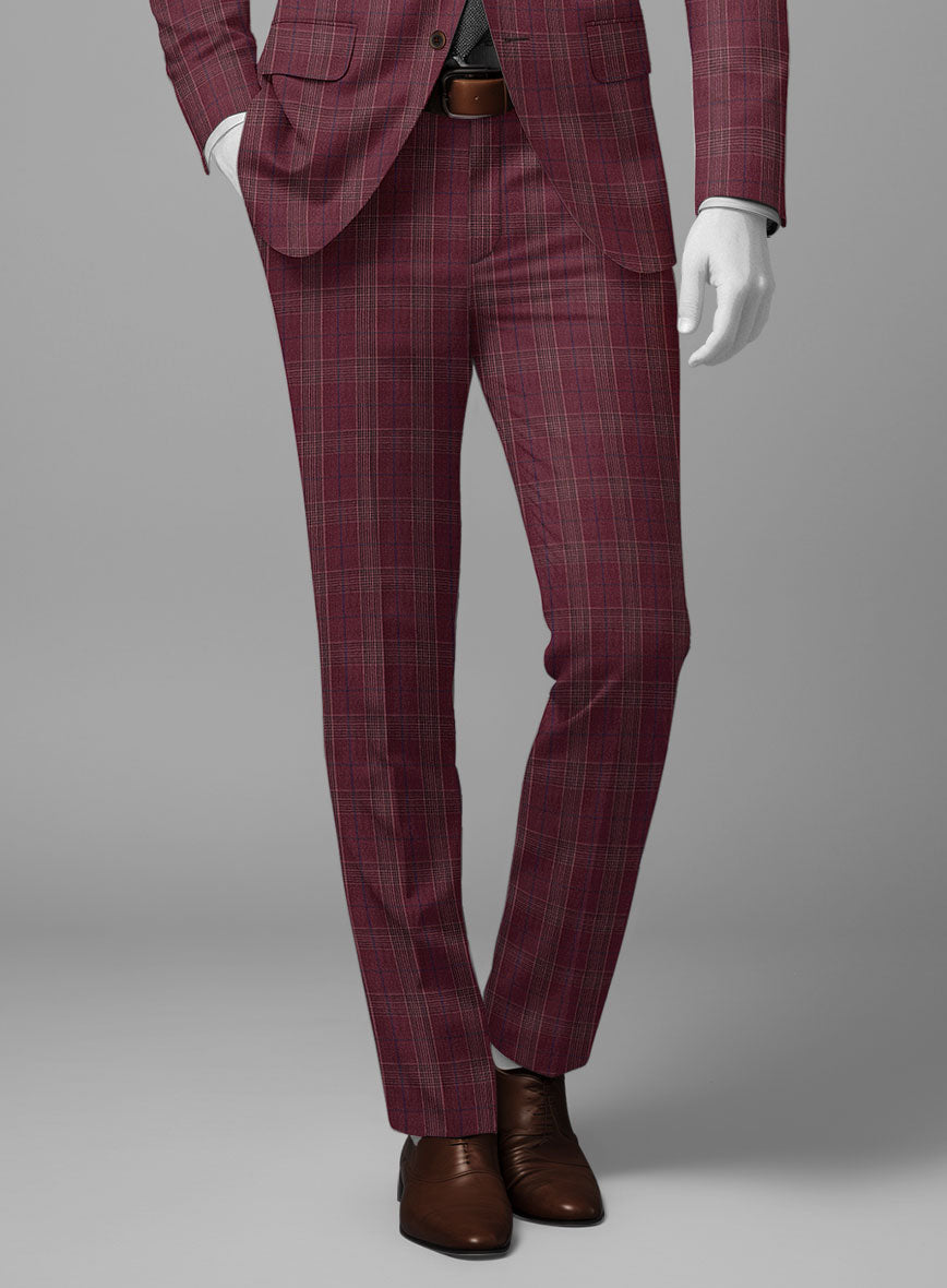 StudioSuits Napolean Xina Tartan Maroon Wool Pants - view 2