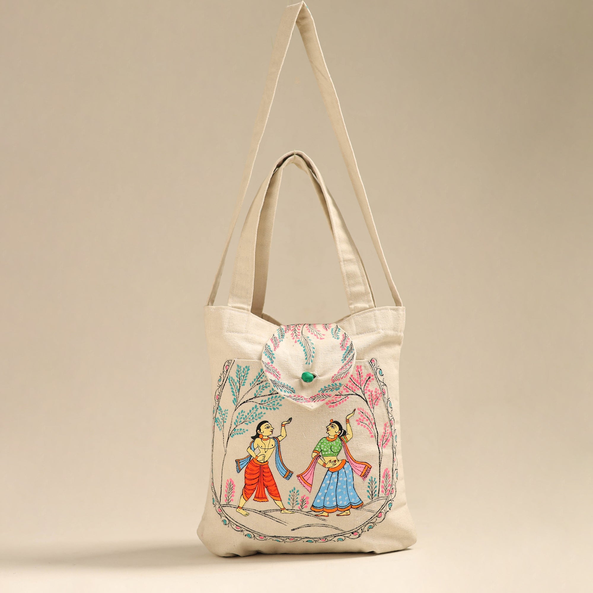 ITOKRI CRAFTS INITIATIVE Beige - Pattachitra Handpainted Shoulder Bag from Odisha 27