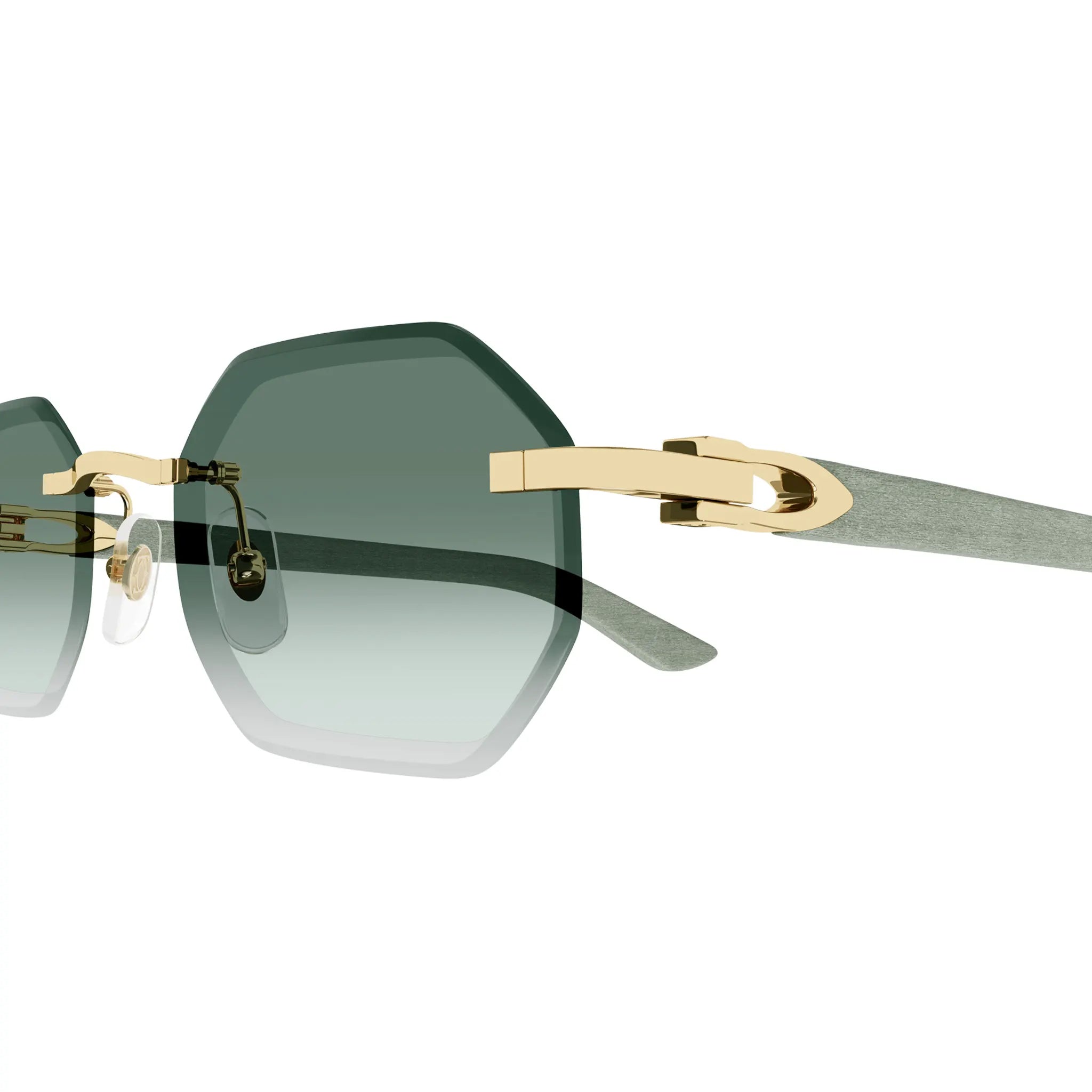 Cartier Eyewear CT0439S-004 Gold Green Rimless Sunglasses - view 3