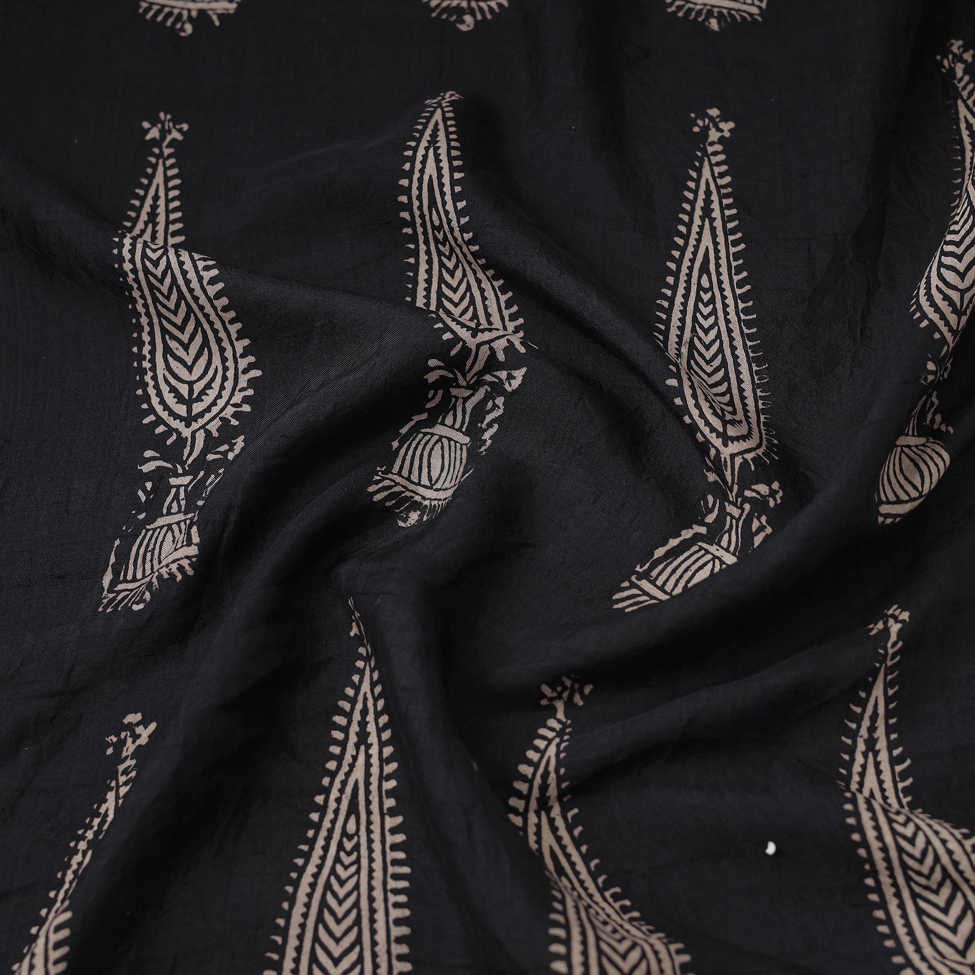 BAGH PRINTS BY UMAR FARUK KHATRI Black - Mulberry Silk Bagh Print Fabric 07 - view 3