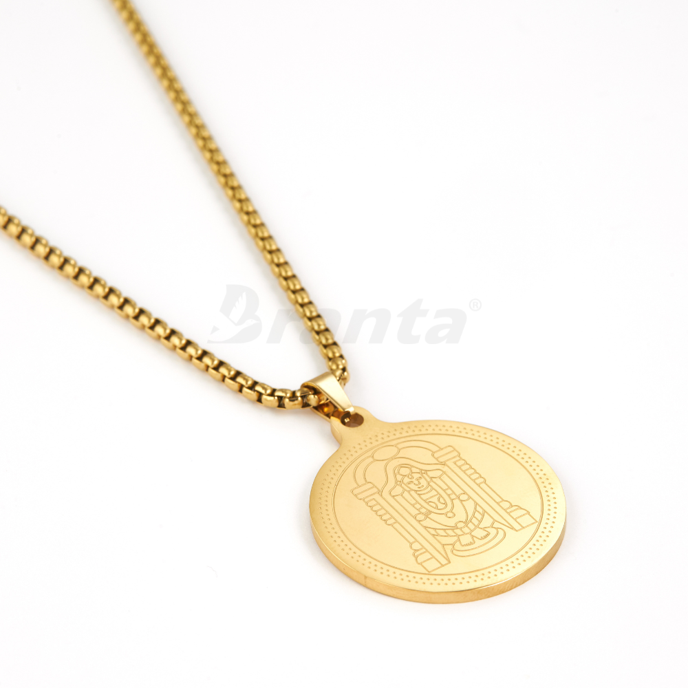 Branta Divine Tirupati Balaji Pendant Gold Stainless Steel Necklace Chain For Men (24 Inch)