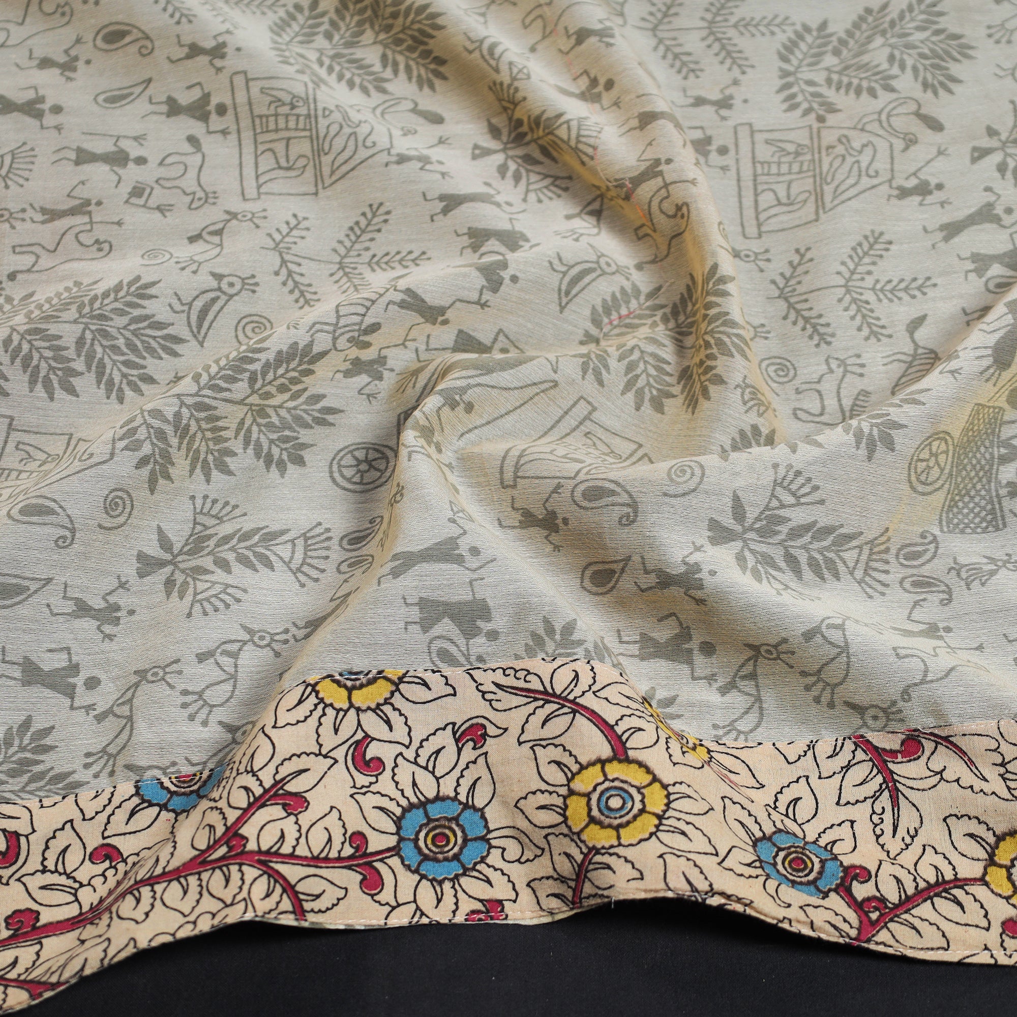 NOORI BAZAR Beige - Warli Printed Silk Cotton Blouse Piece - view 2