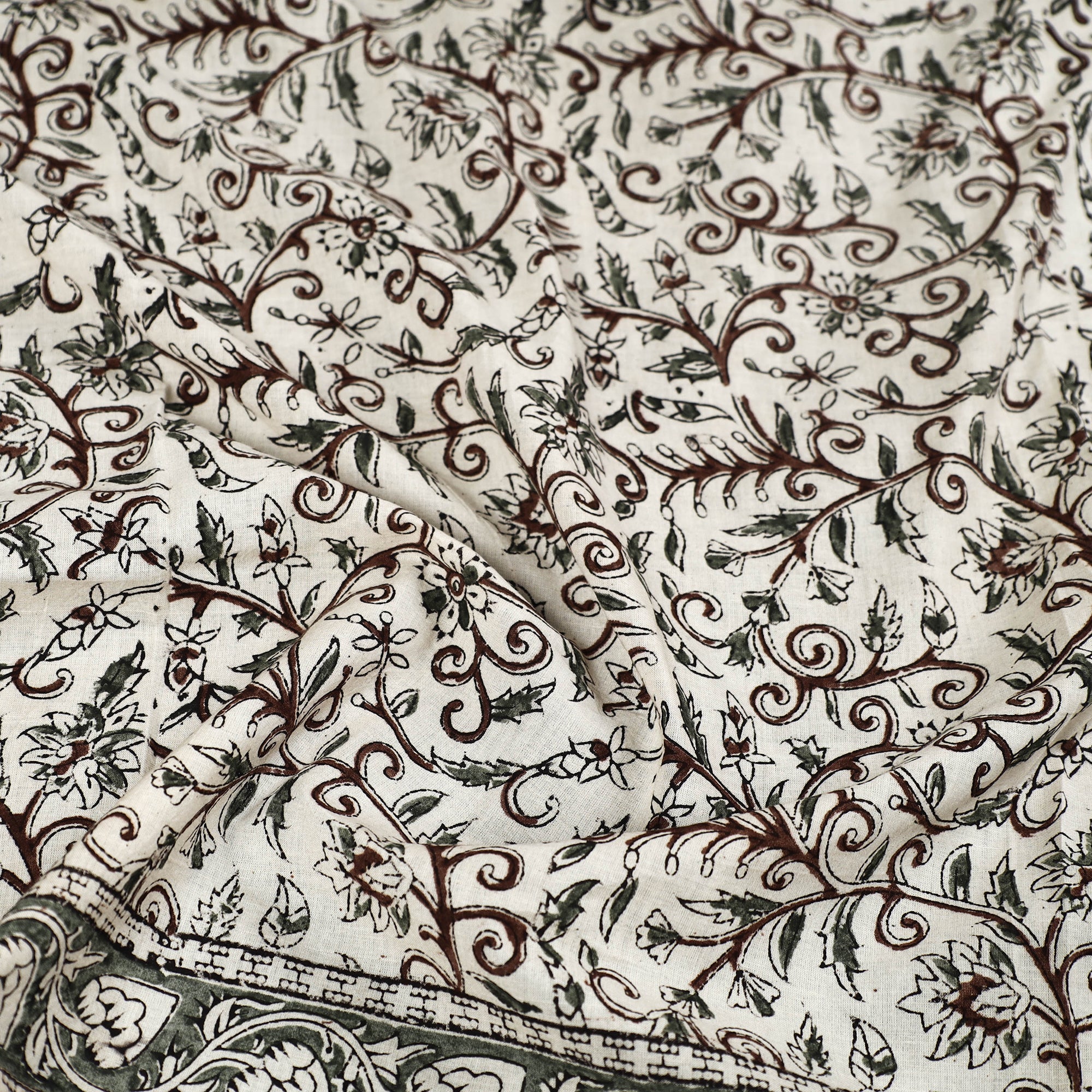 PITCHUKA SRINIVAS KALAMKARI PEDANA Beige - Pedana Kalamkari Block Printed Natural Dyed Cotton Scarf 88 - view 2