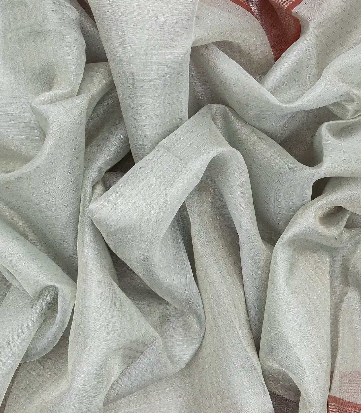 RmKV Grey Blended Tussar Tissue Saree With Red Border-Grey - view 3