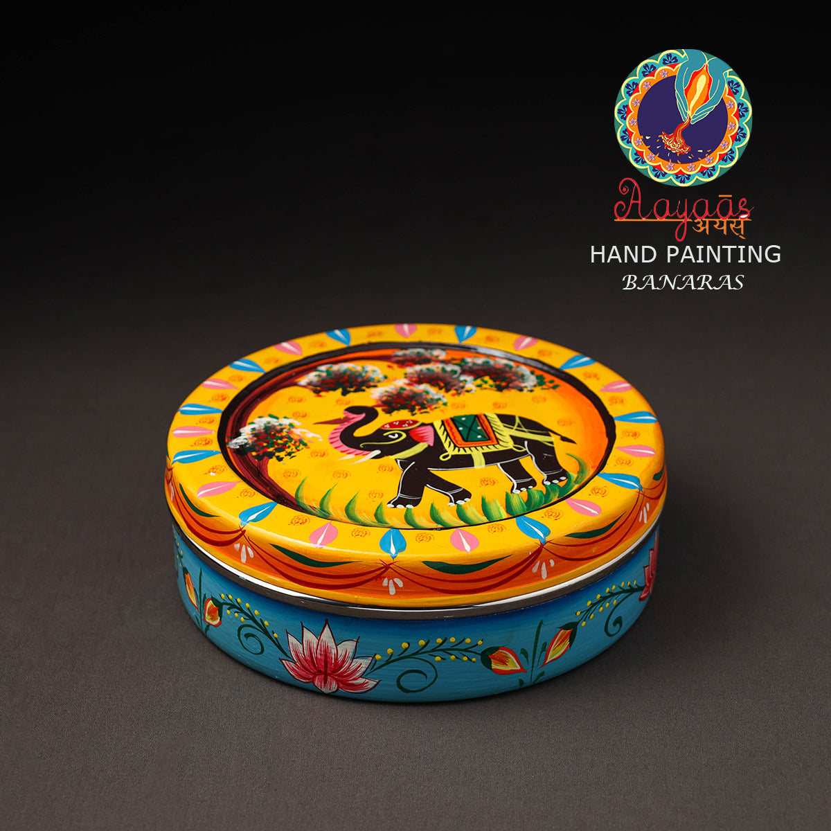 AAYAAS Banaras Handpainted Stainless Steel Roti Box 03