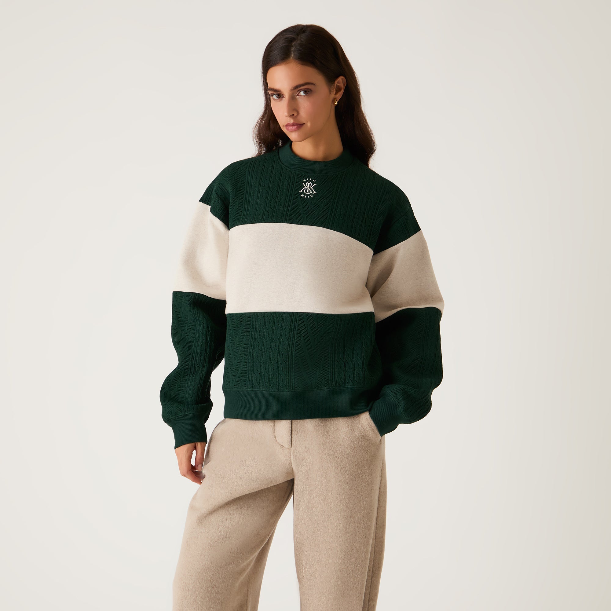 Kith Women Ashwin Cable Panelled Crewneck - Stadium - view 2