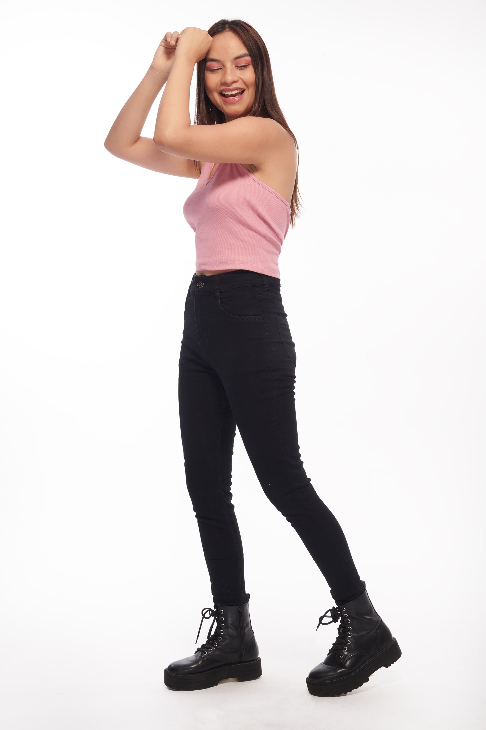 Normcore Polo Collar Halter Top – Pink - view 4