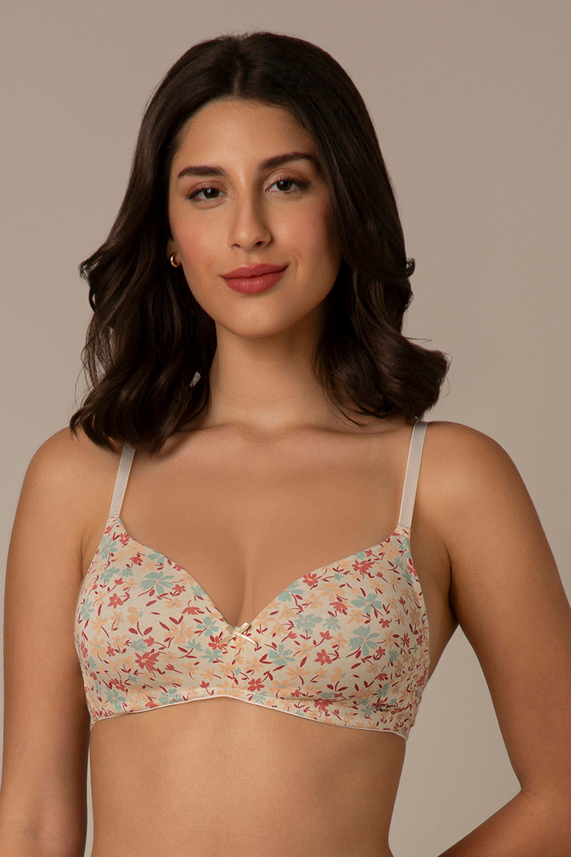 Amante Smooth Style Padded Non-Wired Cotton Bra - Daisy Print