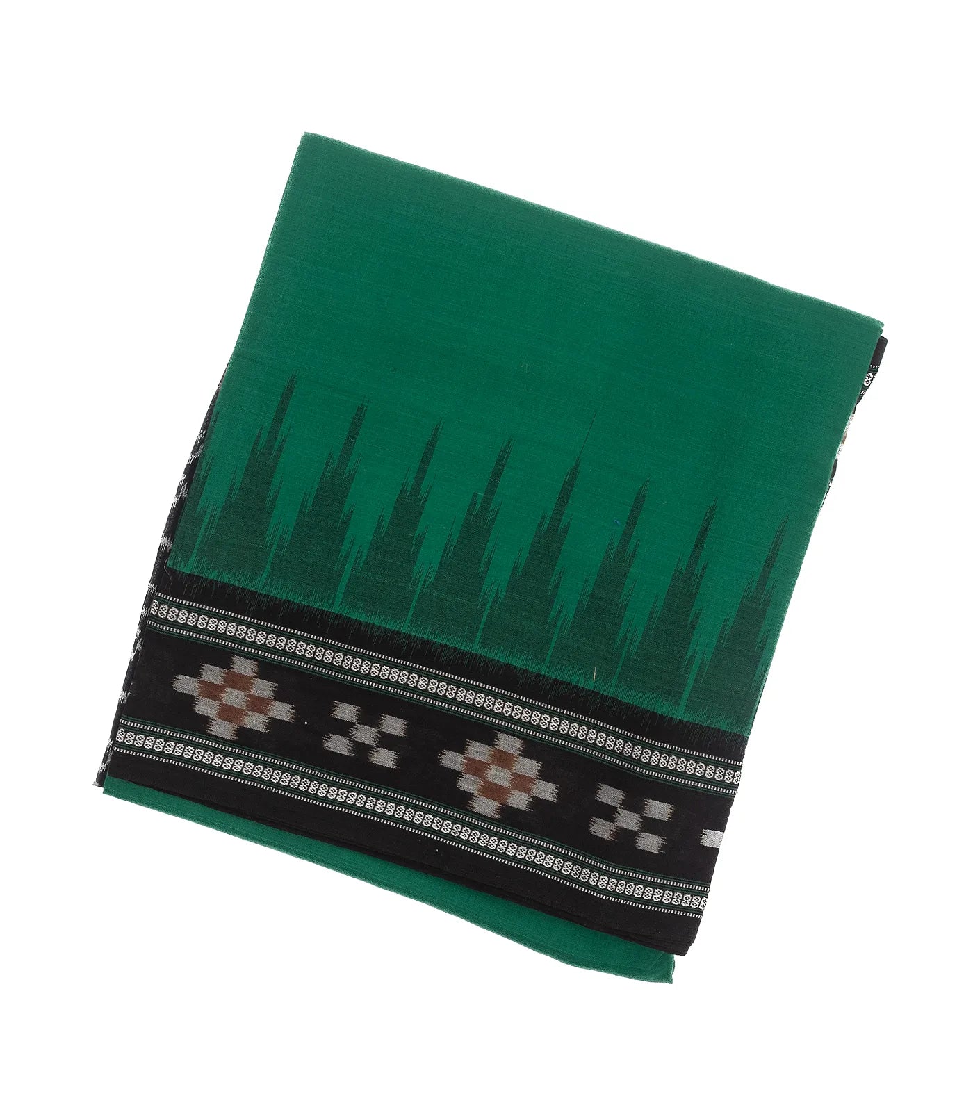 RmKV Sea Green Handloom Orissa Cotton Saree With Contrast Black Border