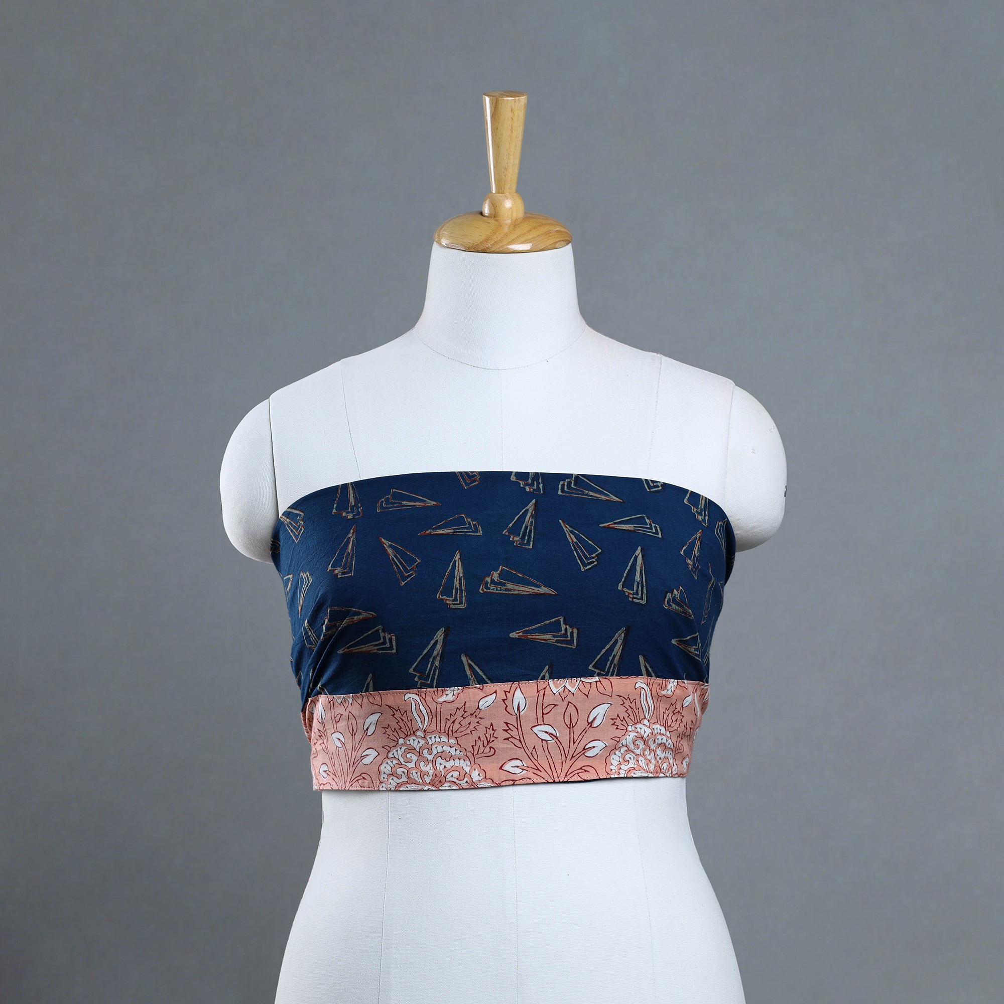 NOORI BAZAR Blue - Block Printed Cotton Akola Blouse Piece 05