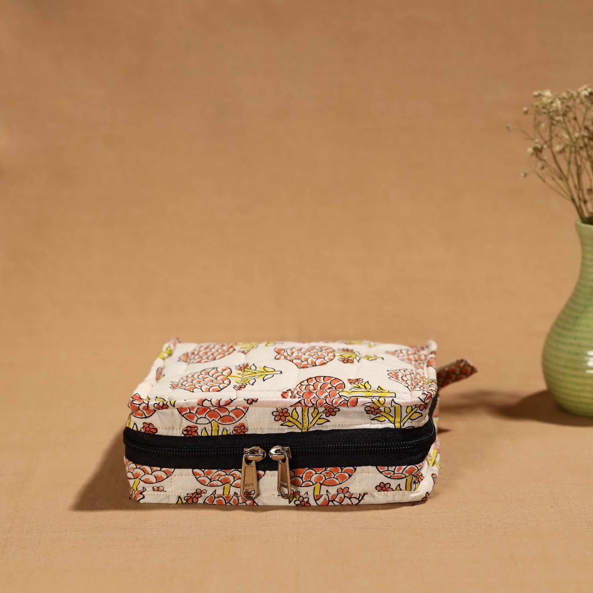 NOORI BAZAR Beige - Handmade 4 Pockets Cotton Jewelry Bag 05