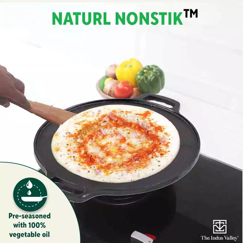 The Indus Valley CASTrong Cast Iron Roti/Dosa Tawa, Pre-seasoned, Nonstick, 100% Pure, Toxin-free, Gas & Induction, Free ₹110 Spatula, 30.2cm, 2.4kg - view 8