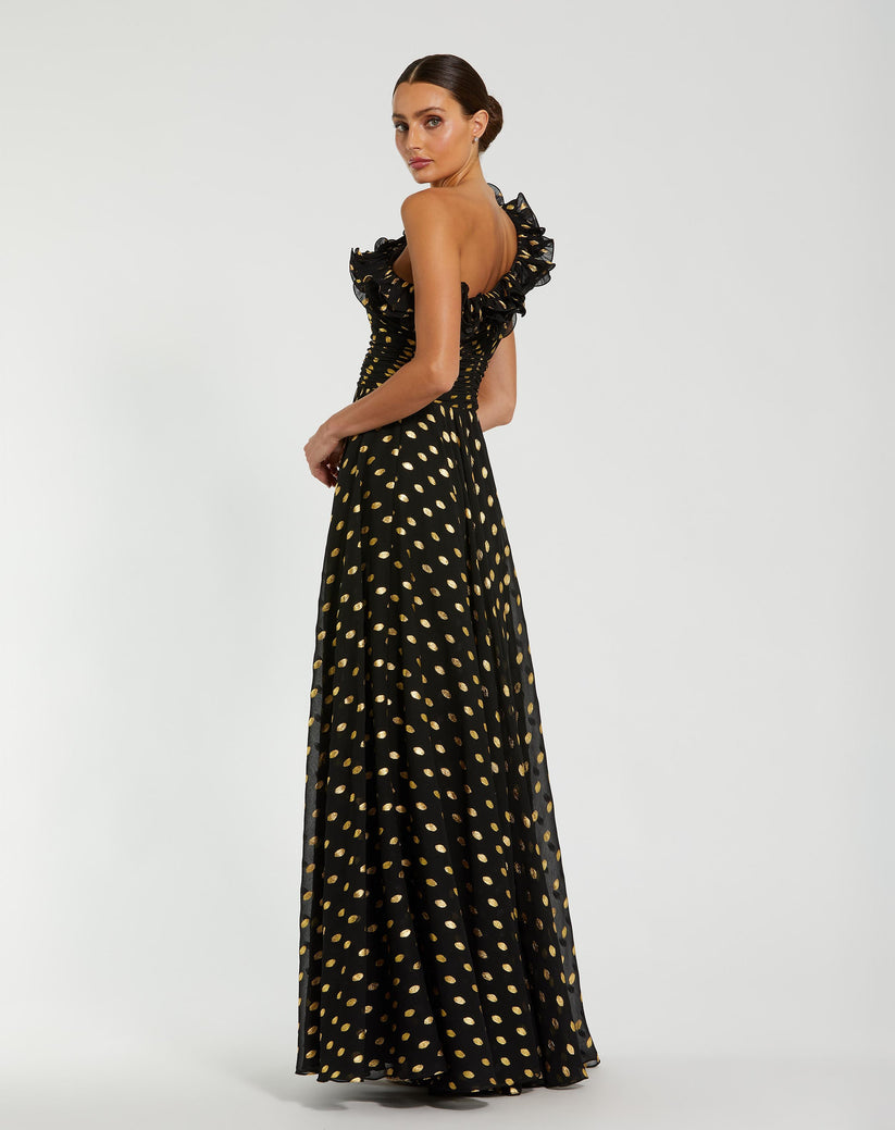 Mac Duggal 49941 Long A Line Formal Polka Dot Prom Dress - view 2