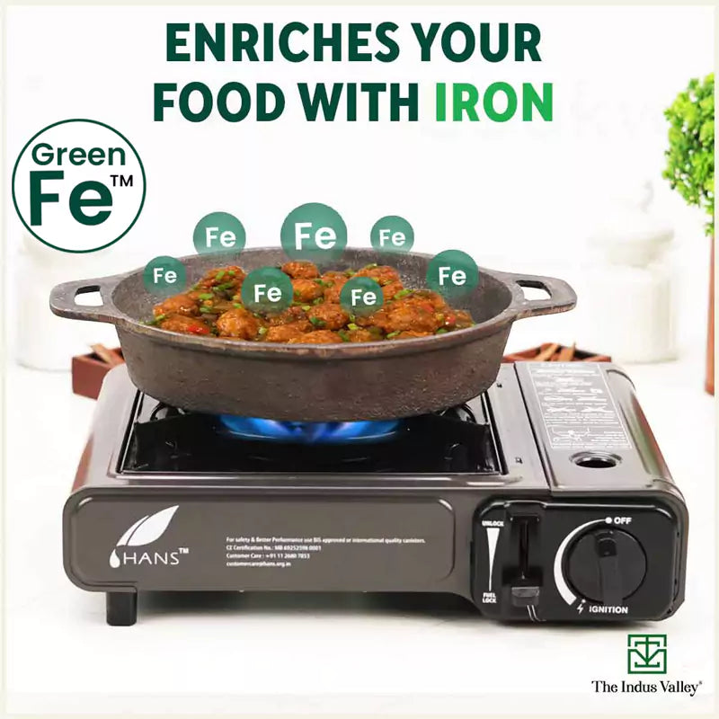 The Indus Valley CASTrong Cast Iron Fry Pan, 2 Handles, Pre-seasoned, Nonstick, 100% Pure, Toxin-free, Induction, 24.6cm, 1.8L, 2.6kg - view 6