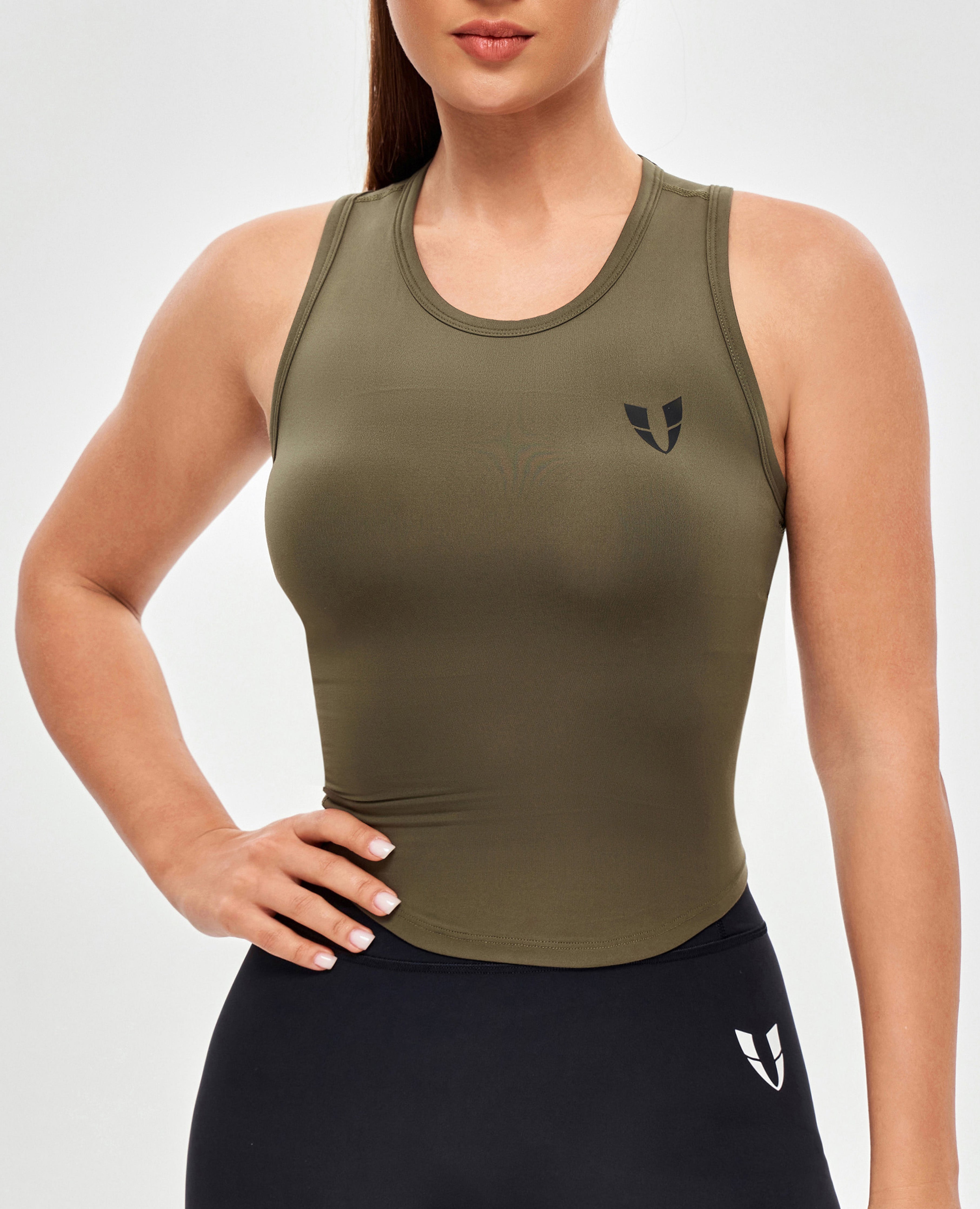 FIRM ABS Round Neck Sports Tank - Moss Green
