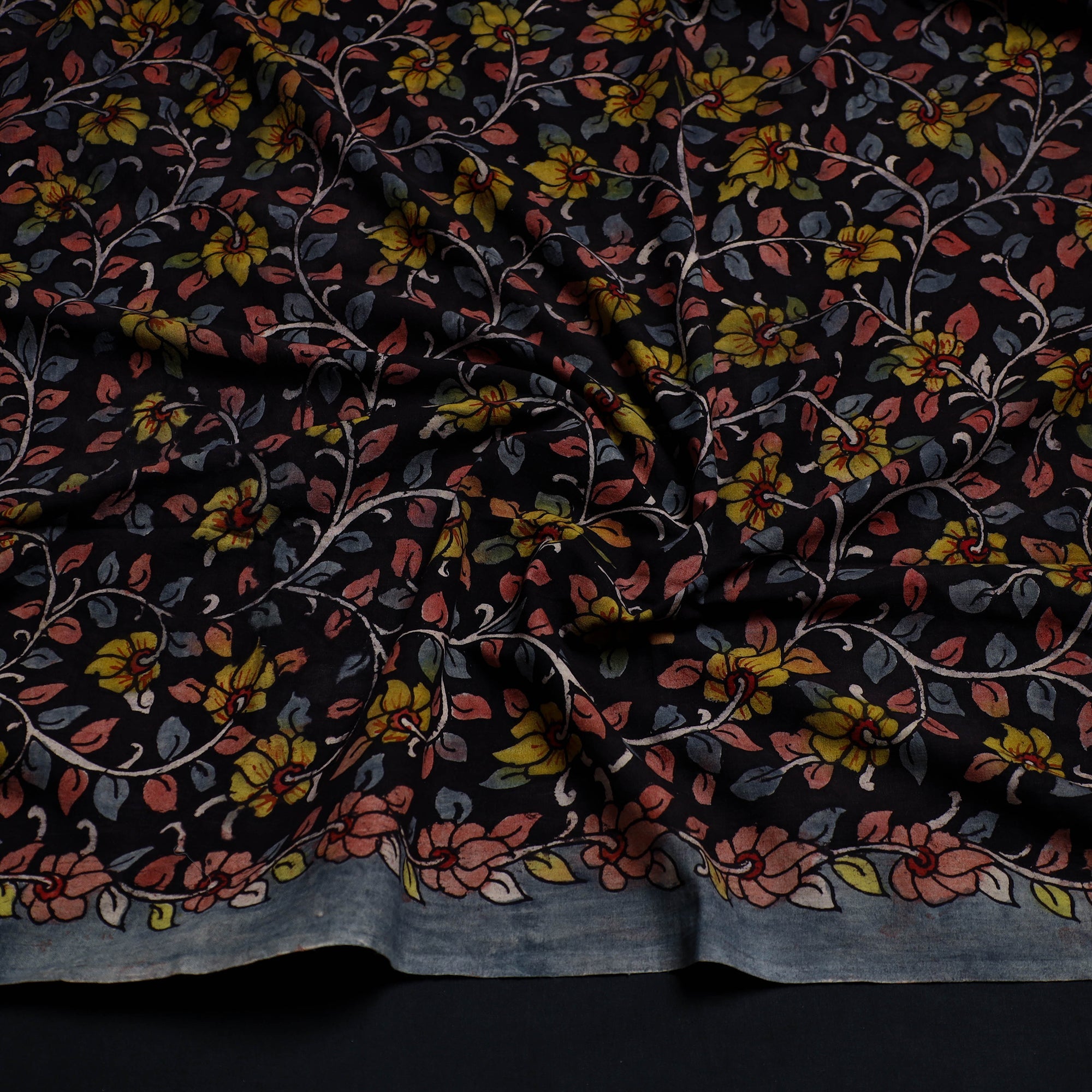 DWARAKA PLUS Black - Handpainted Cotton Kalamkari Blouse Piece 22 - view 2