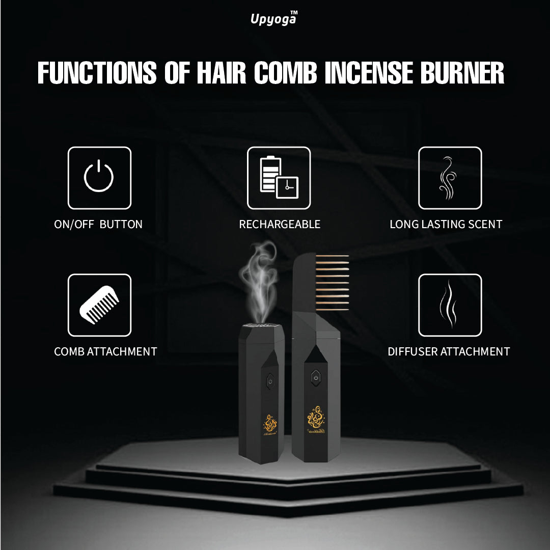 Cash on Delivery Available Upyoga 2 in 1 Hair Comb Incense Burner & Home Diffuser | 1 Year Warranty | Rechargeable | Bakhoor Included - view 5
